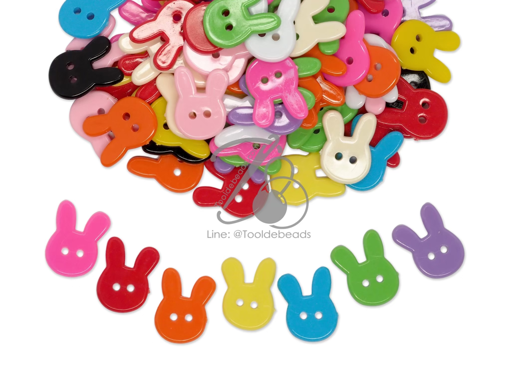 กระดุม 19มม. ลายกระต่าย คละสีสด (225 กรัม) SKU-12294
