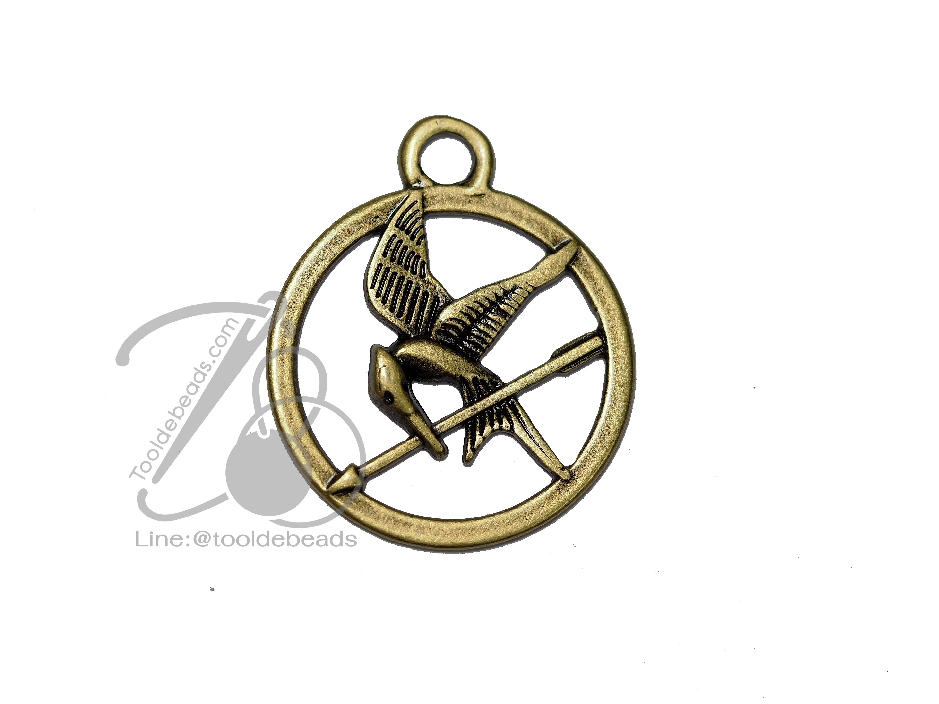 จี้เหล็ก 463 24มม. ลายนกมอกกิ้งเจย์ สีสนิม (1 ชิ้น) SKU-06038