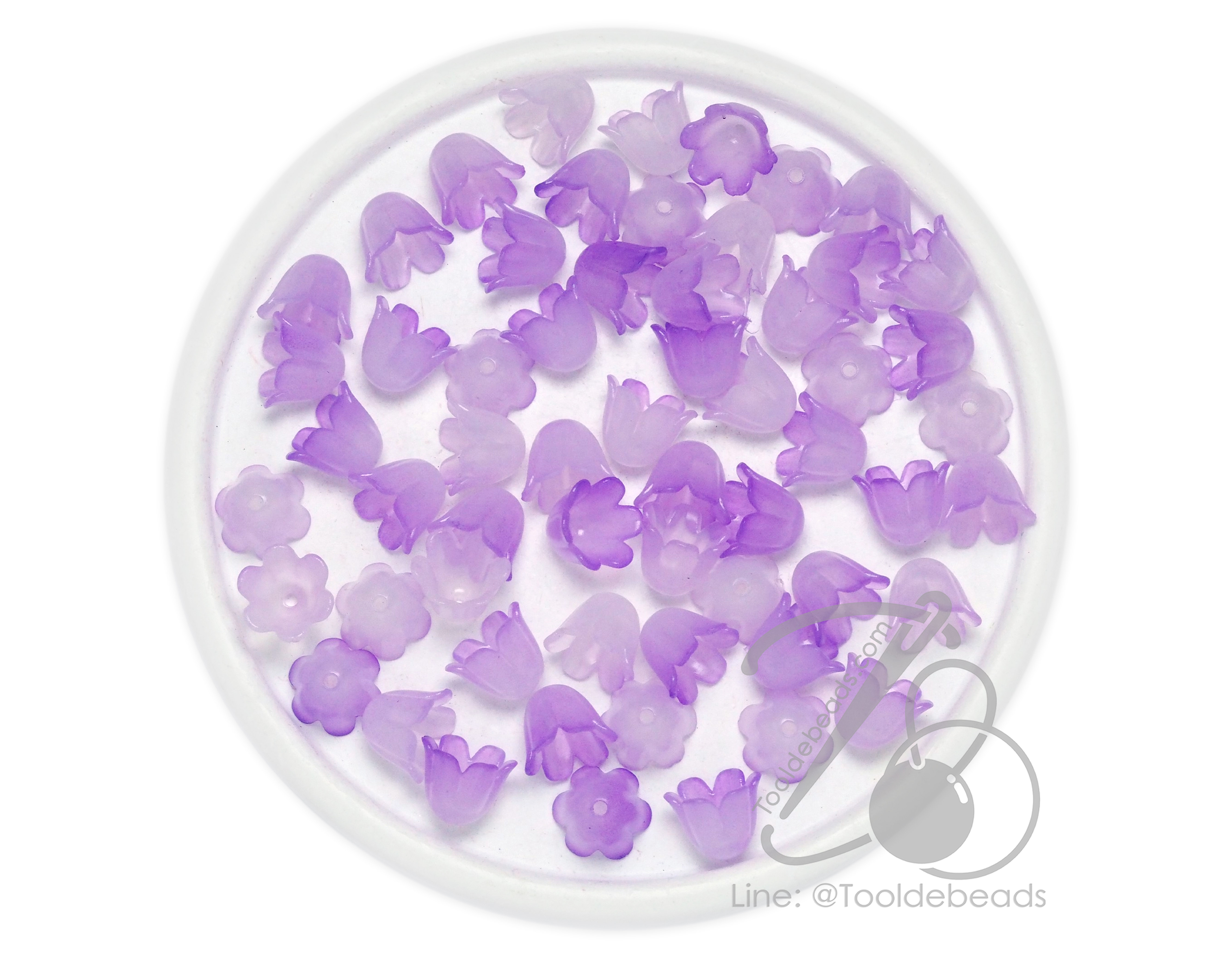 ลูกปัดอะคริลิค 8*10มม. ตัวครอบดอกไม้ สีหวาน (80 กรัม) SKU-13047