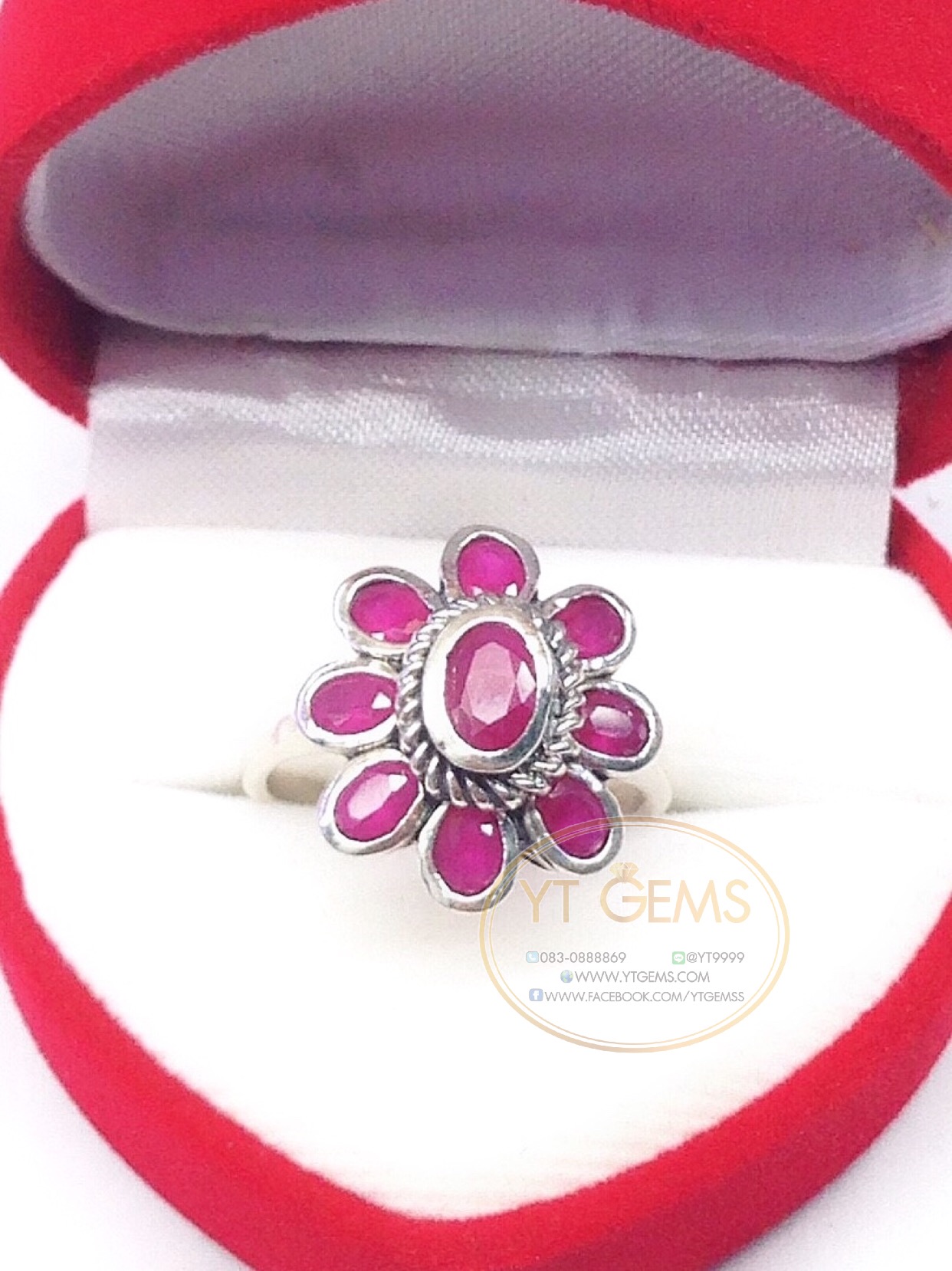 แหวนทับทิม แหวนเงินแท้92.5% รมดำ พลอยทับทิมชาตั้ม YTG-4495 YTGEMS