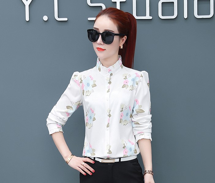 เสื้อเชิ้ตแขนยาวลายดอก