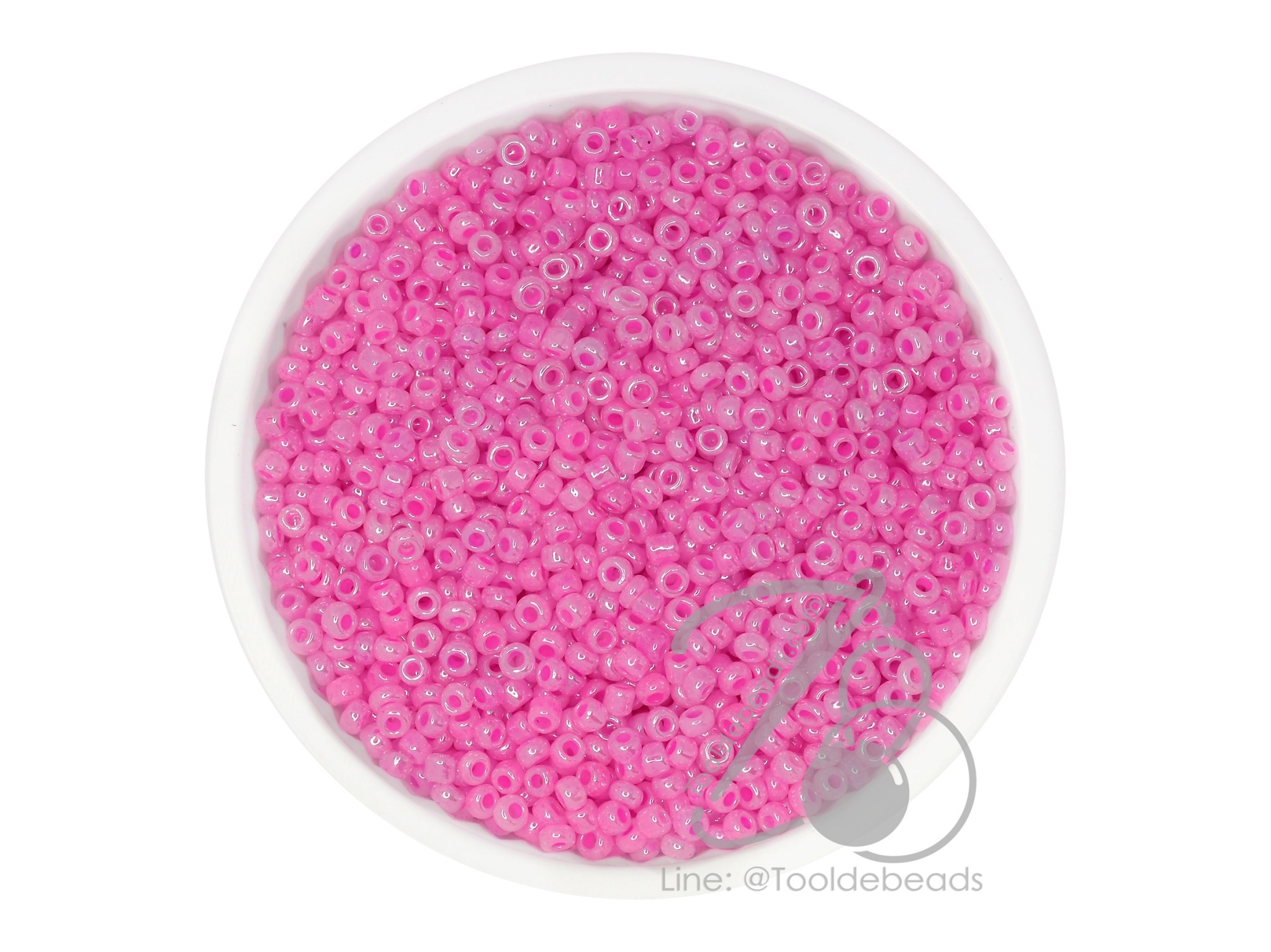 ลูกปัดเม็ดทราย 12/0 โทนมุก สีชมพูเข้ม (100 กรัม) SKU-08658
