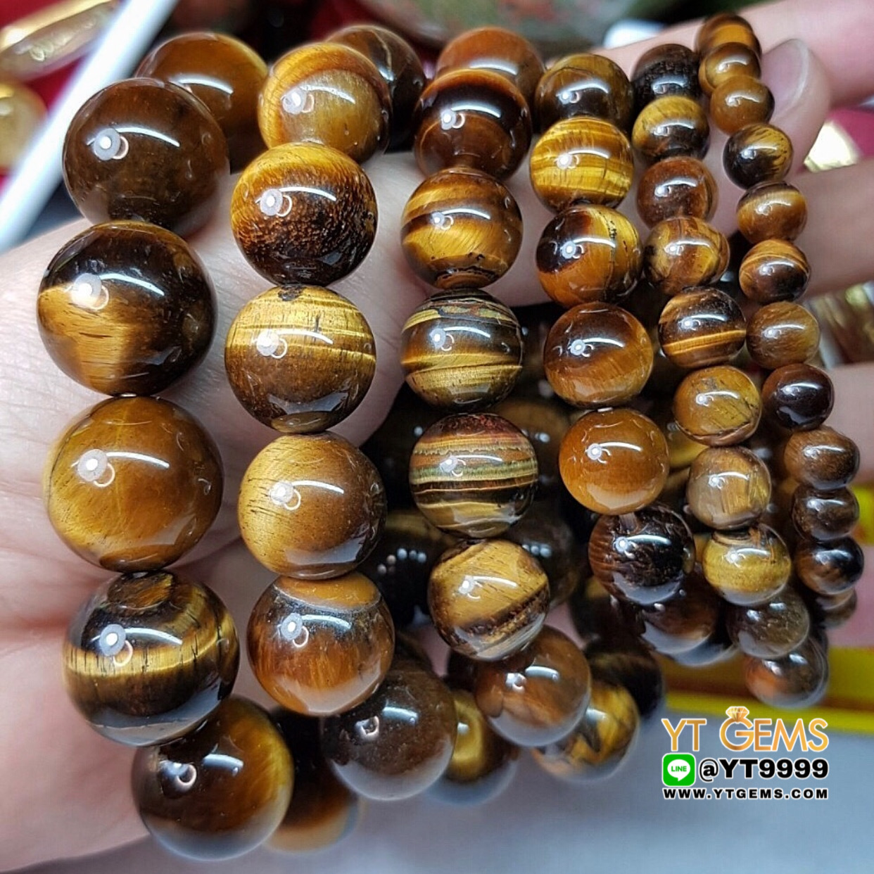 สร้อยข้อมือไทเกอร์อาย (หินตาเสือ) หินไทเกอร์อายแท้ เกรดA ขนาดหิน 6 mm YTG-8826 YTGEMS