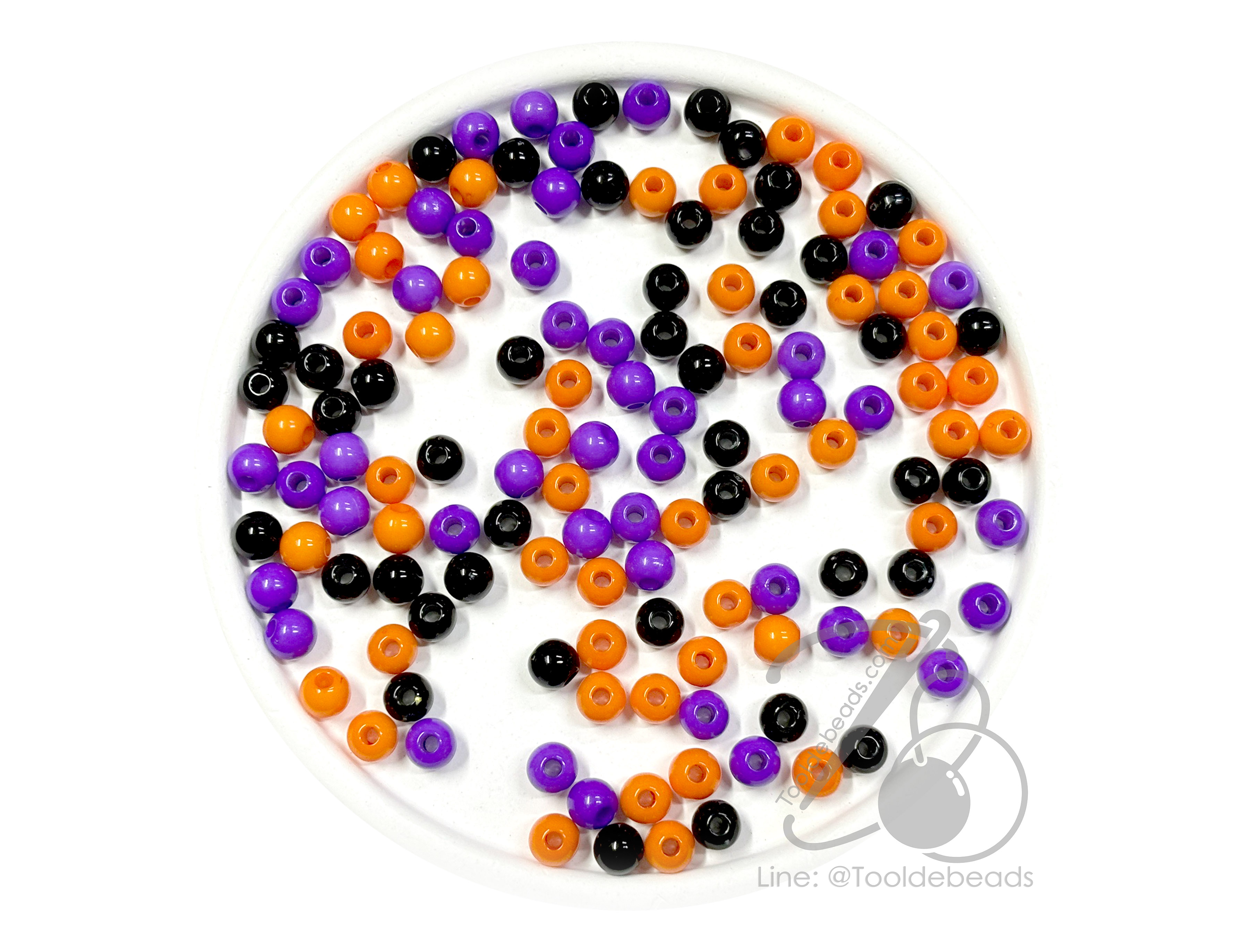 ลูกปัดอะคริลิค 6มม. ทรงกลม ฮาโลวีน คละสีสด (500 กรัม) SKU-16307