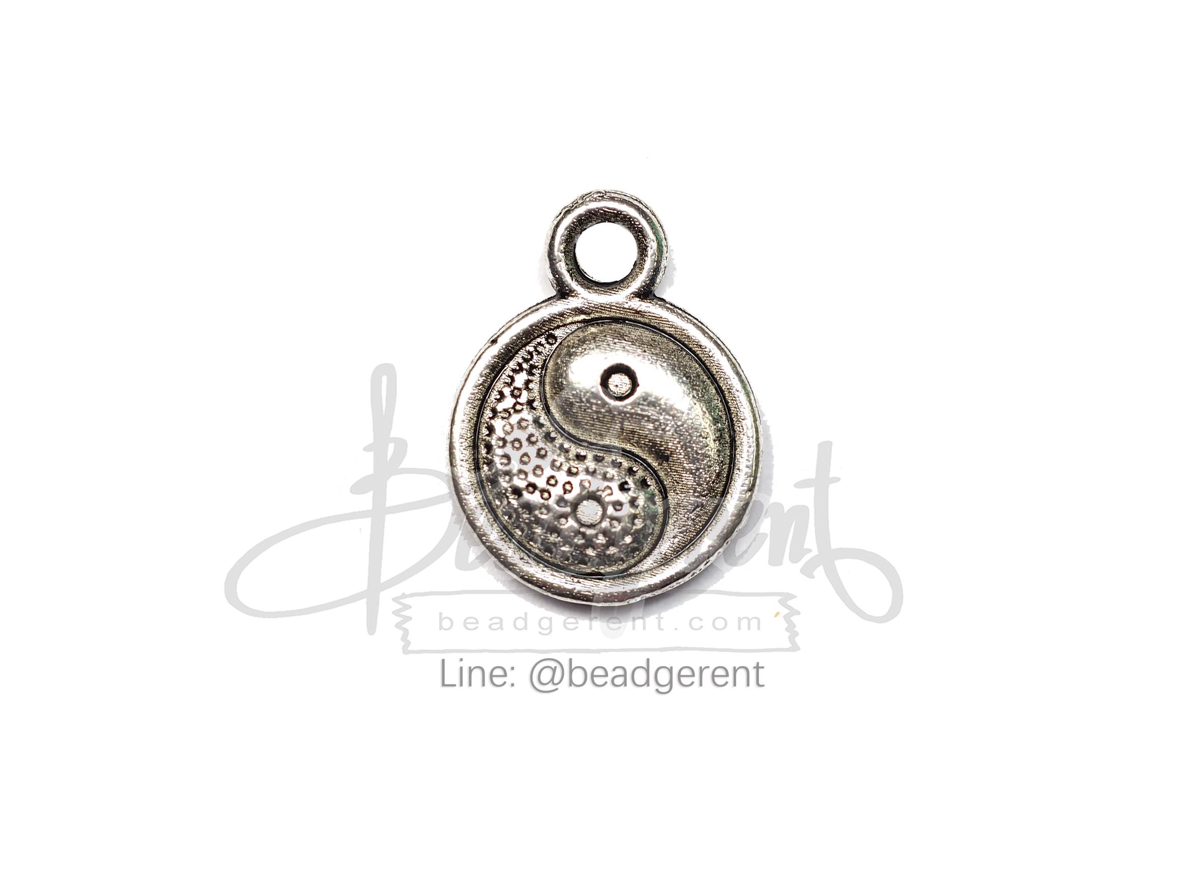 ลูกปัดโรเดียม 131 10มม. ลายหยินหยาง (1 ชิ้น) SKU-03311