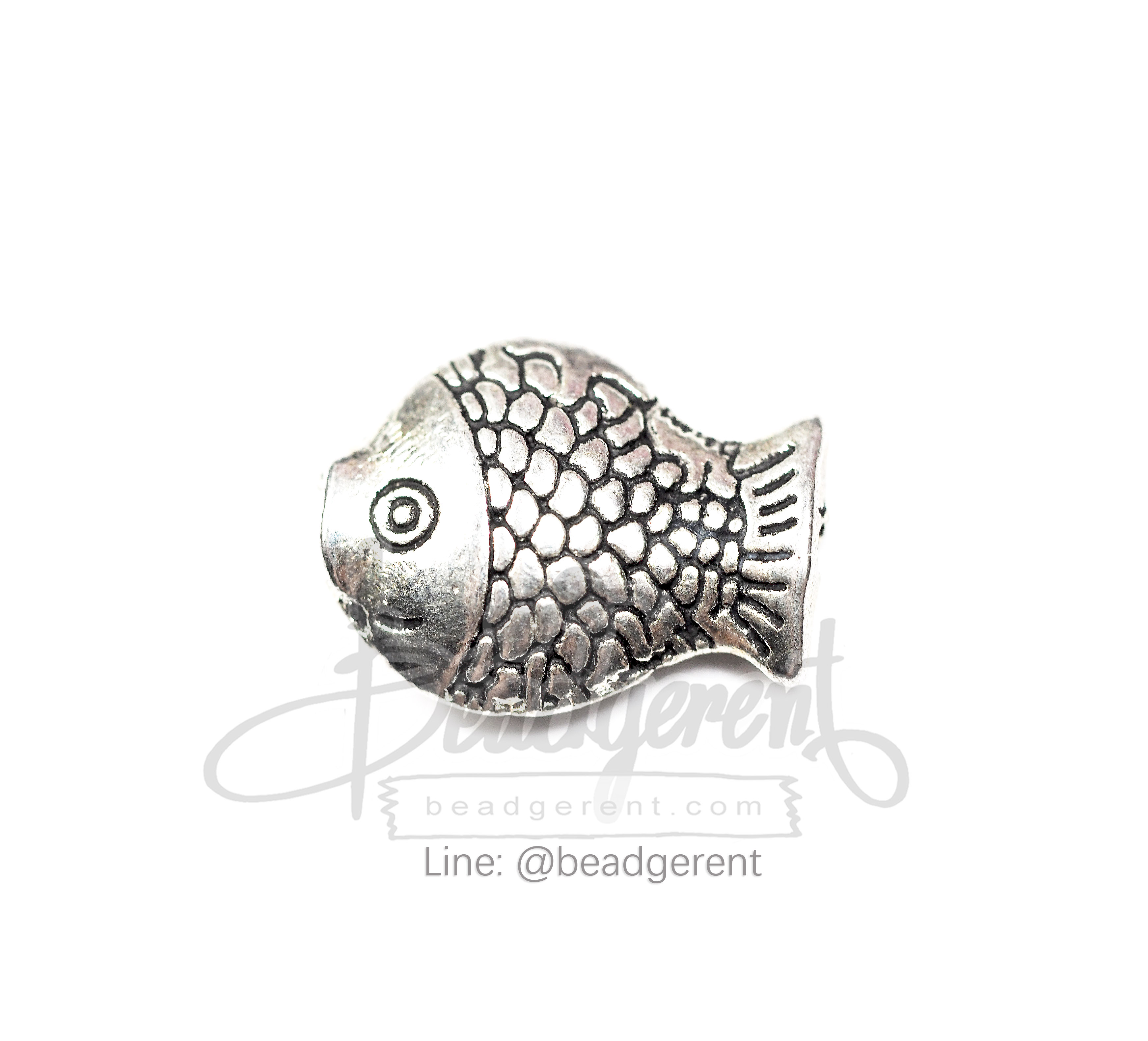ลูกปัดโรเดียม 110 8มม. ลายปลา (1 ชิ้น) SKU-03282
