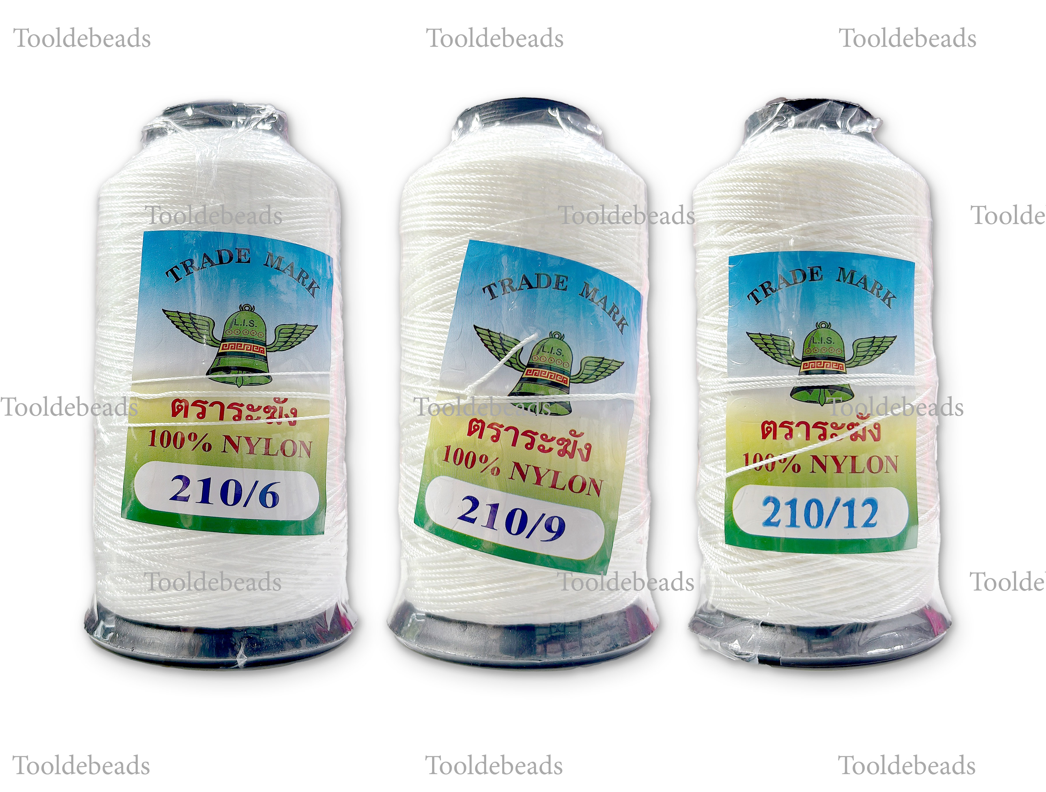 ด้ายไนลอน ตราระฆัง สีขาว (1 ม้วน) SKU-15820