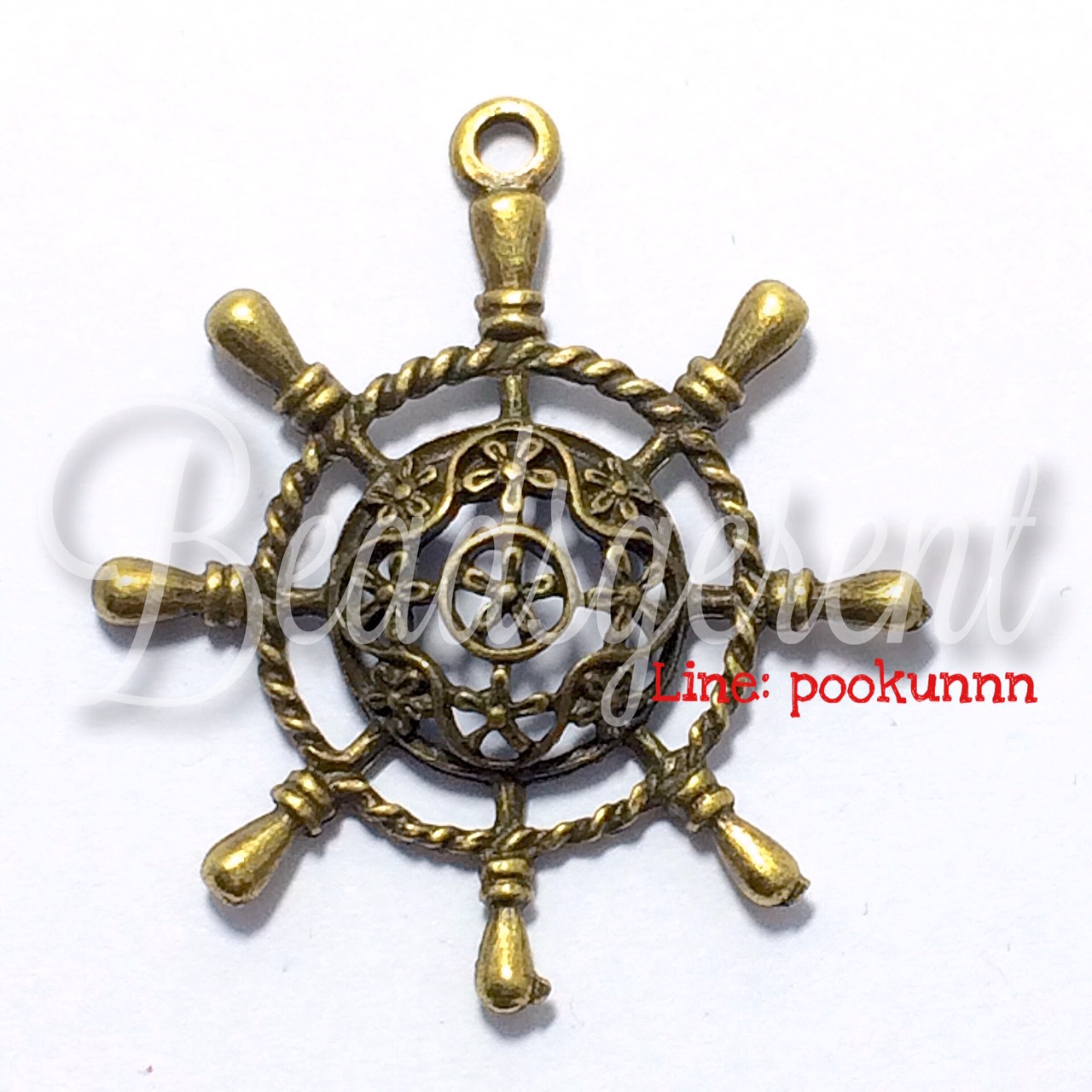 จี้เหล็ก 25 34มม. ลายพวงมาลัย สีสนิม (1 ชิ้น) SKU-00692