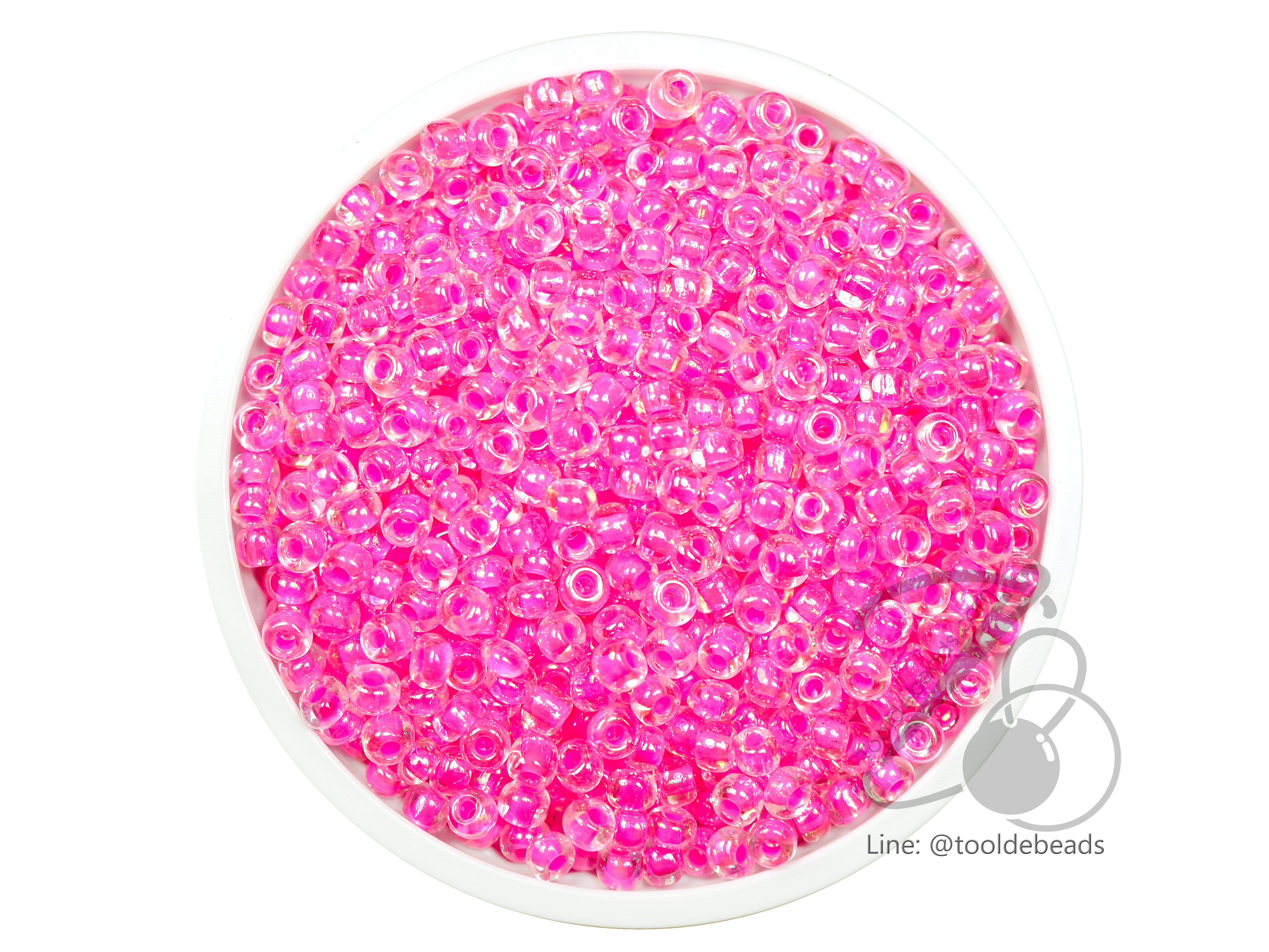 ลูกปัดเม็ดทราย 8/0 สอดไส้ สีชมพู (100 กรัม) SKU-03918