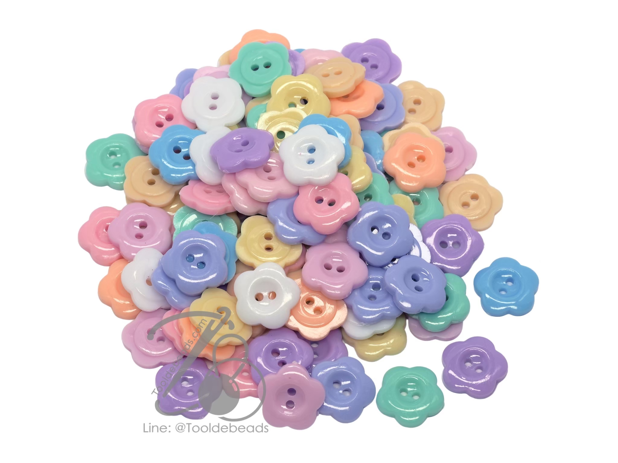 กระดุมพาสเทล 15มม. ลายดอกไม้ (10 กรัม) SKU-12282