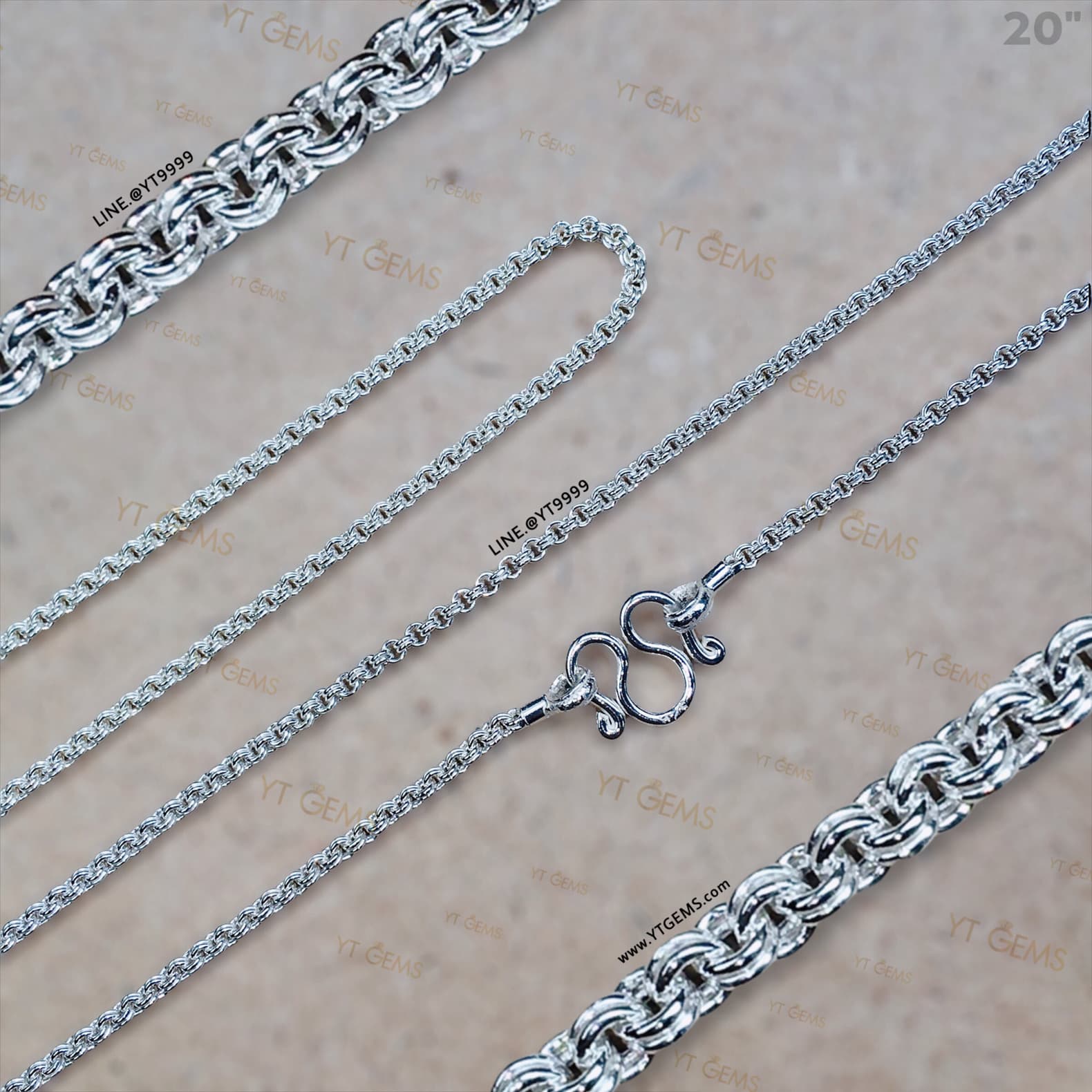 สร้อยคอเงินแท้ ลายห่วงคู่ 2 มม. 20 นิ้ว YTG-9429 YTGEMS whole