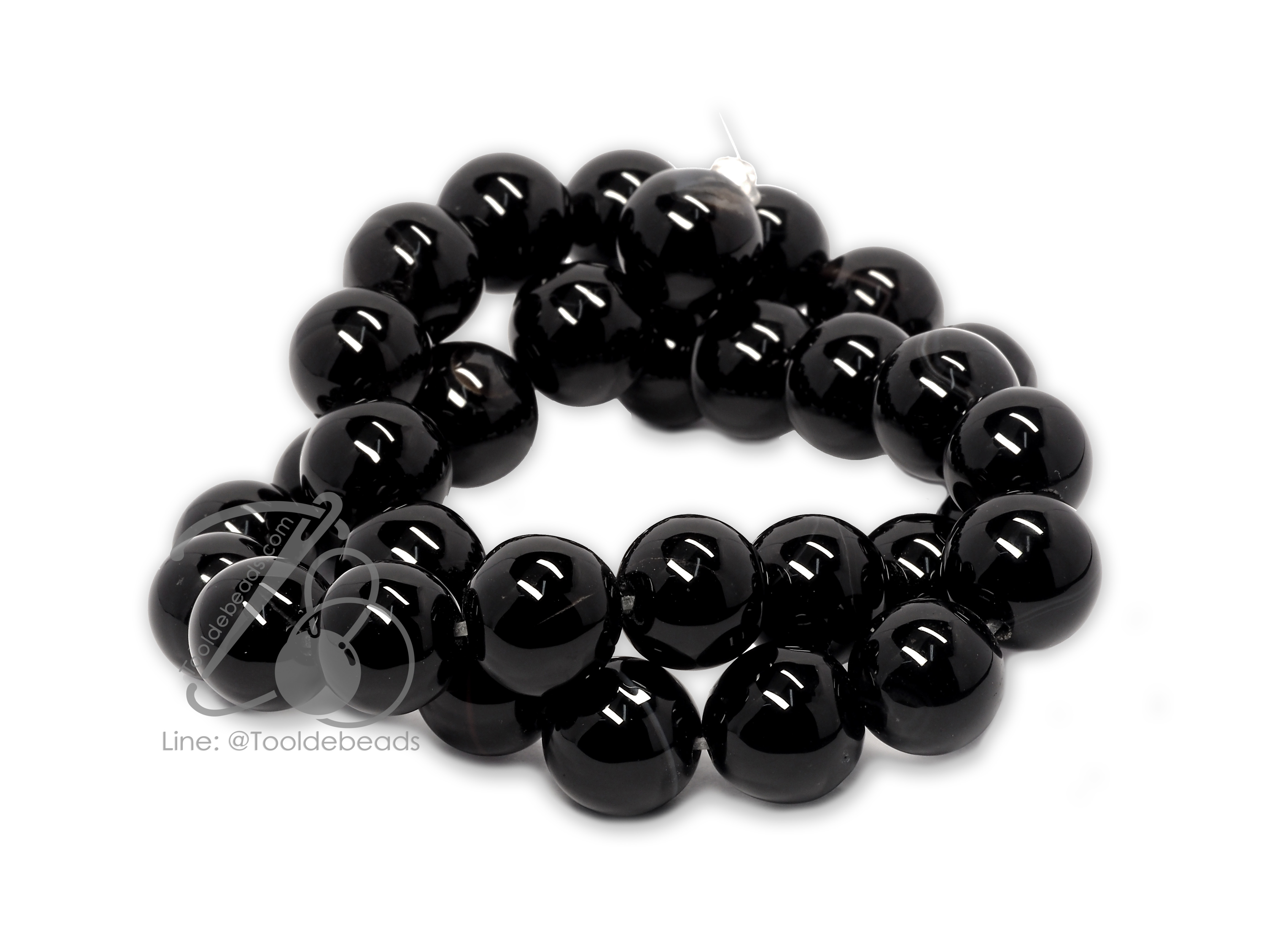 หิน นิลดำ(Onyx) 12มม. (32 เม็ด) SKU-01373