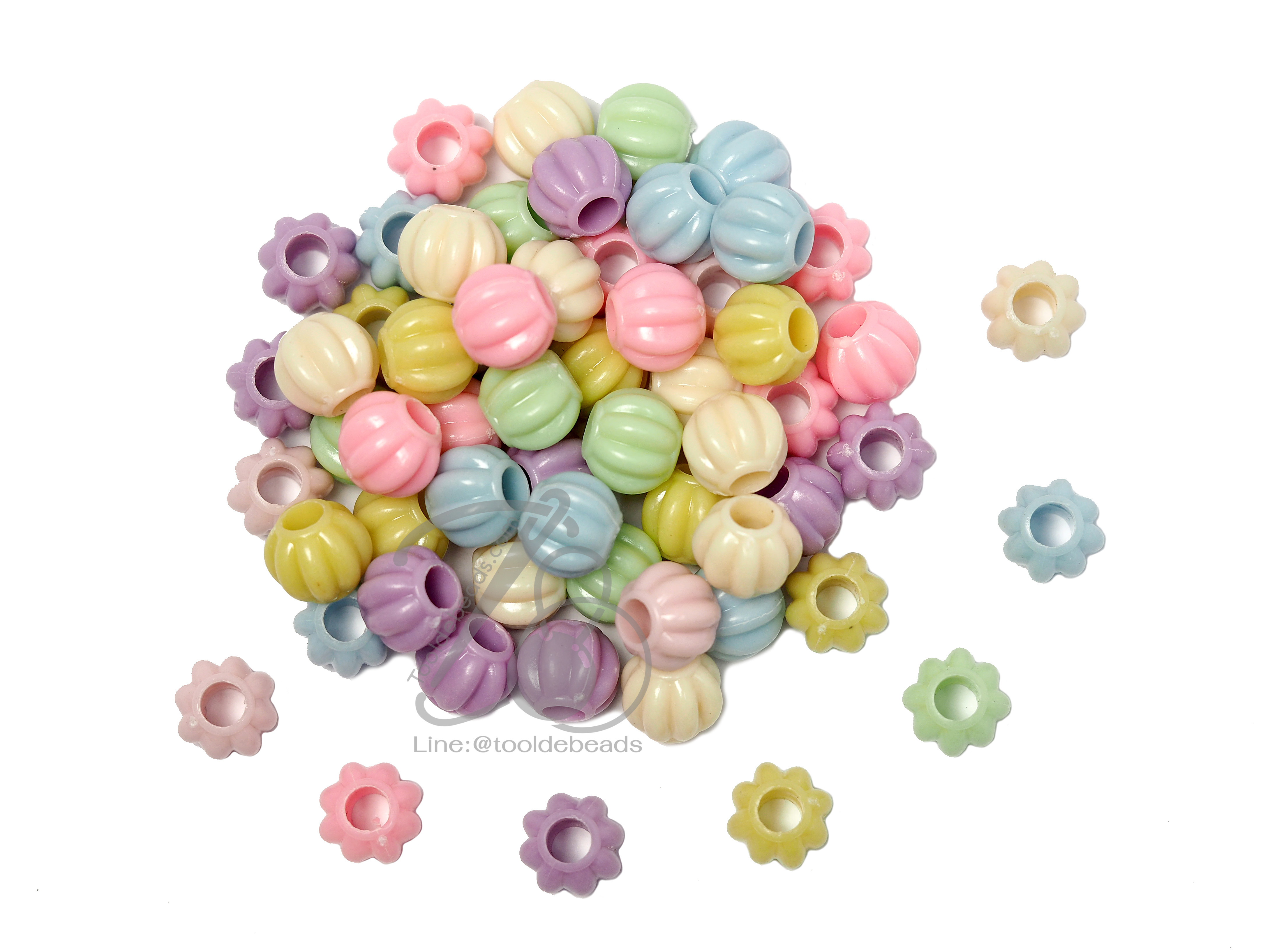 ลูกปัดอะคริลิค 13*12มม. ทรงโอ่งมะเฟือง สีหวาน (100 กรัม) SKU-06627