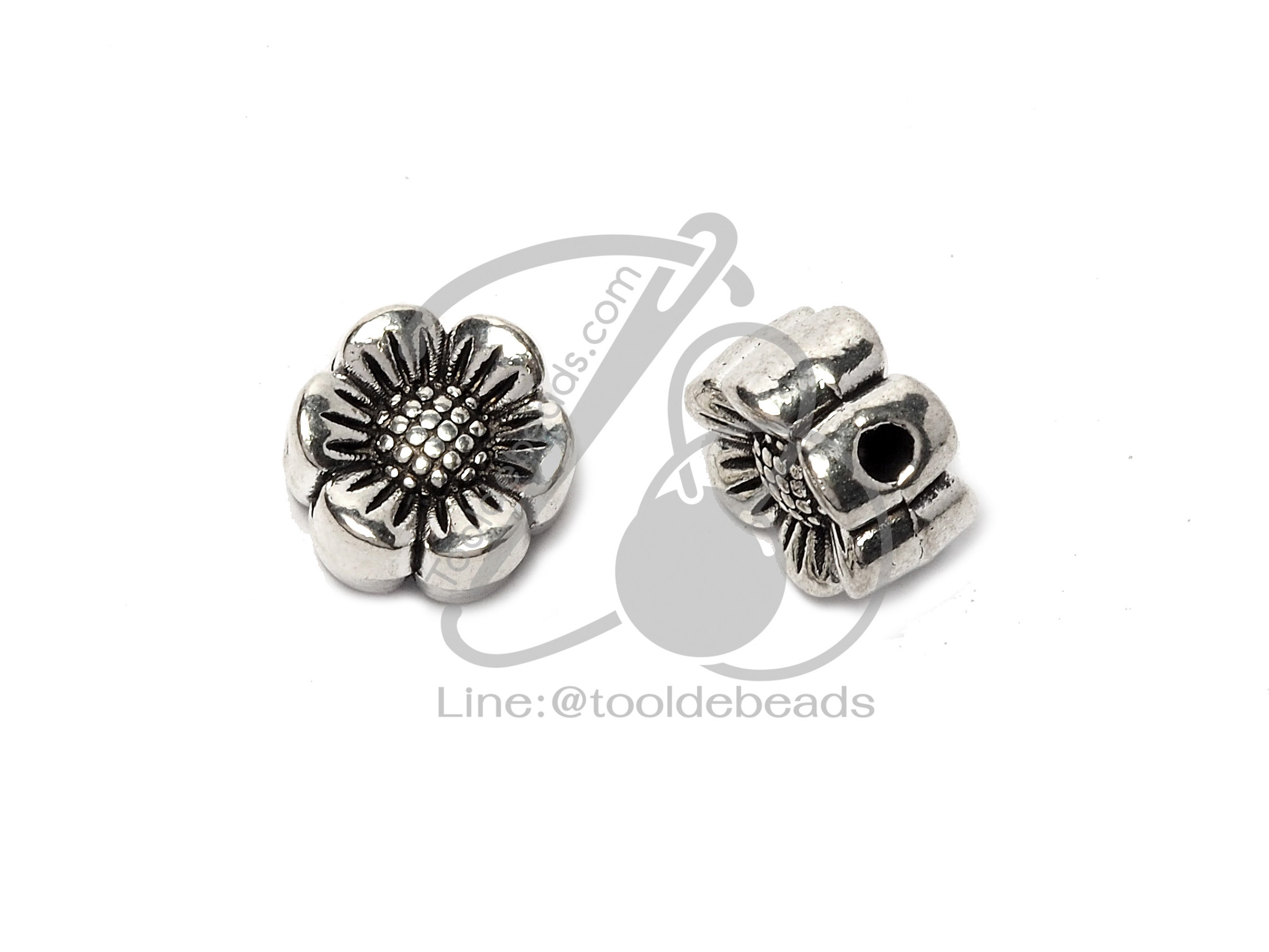 ลูกปัดโรเดียม 04 8มม. ลายดอกไม้ (1 ชิ้น) SKU-03271