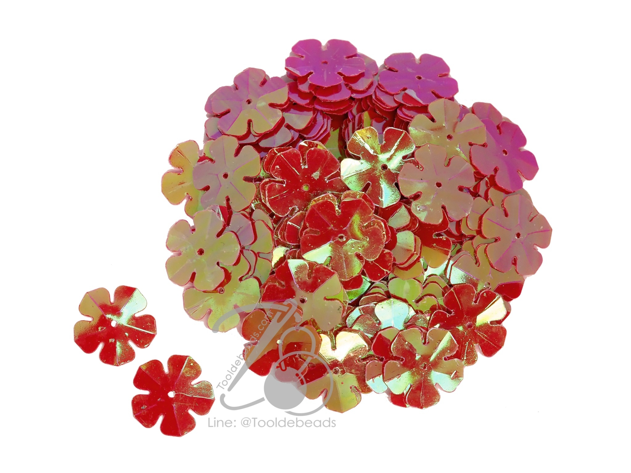 เลื่อมดอกไม้ 20มม. สีแดงมุก (10 กรัม) SKU-11421