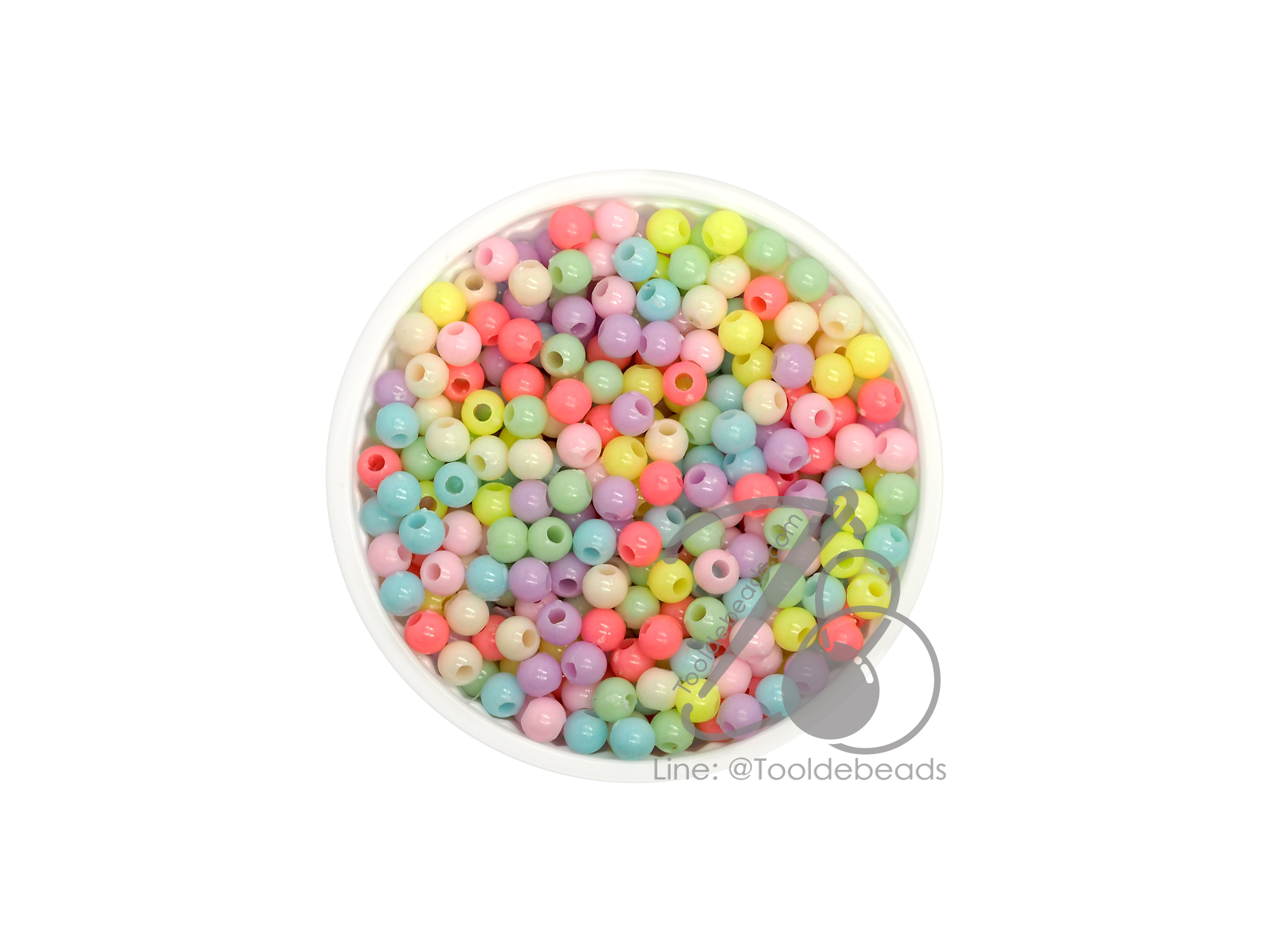 ลูกปัดอะคริลิค 4มม. ทรงกลม สีหวาน (80 กรัม) SKU-08421