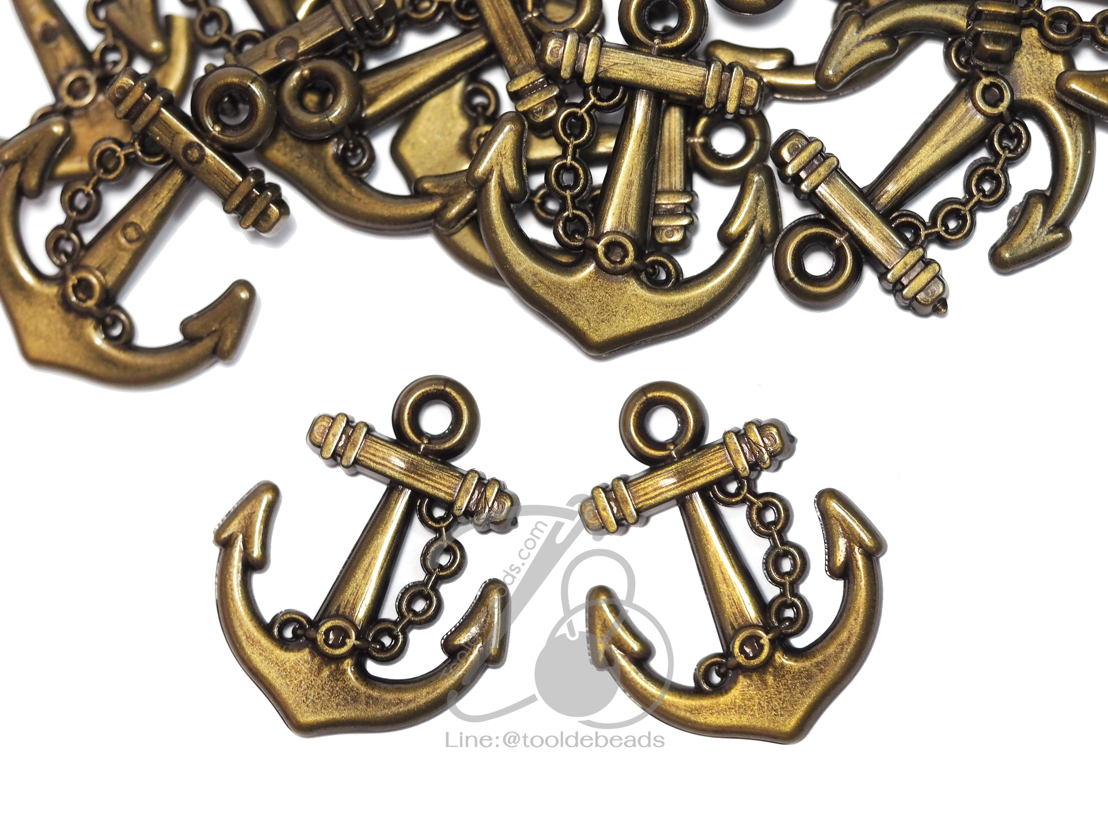 จี้อะคริลิค 22มม. ลายสมอเรือ สีสนิม (100 กรัม) SKU-03052