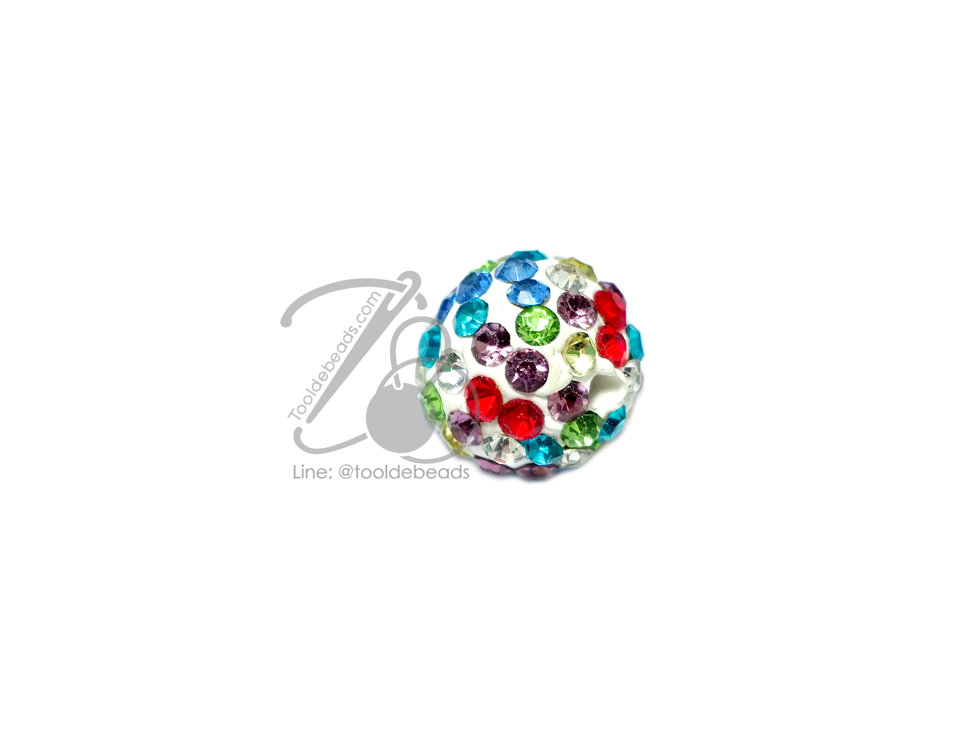 ลูกปัดฝังเพชร 10มม. คละสี (1 ชิ้น) SKU-01548