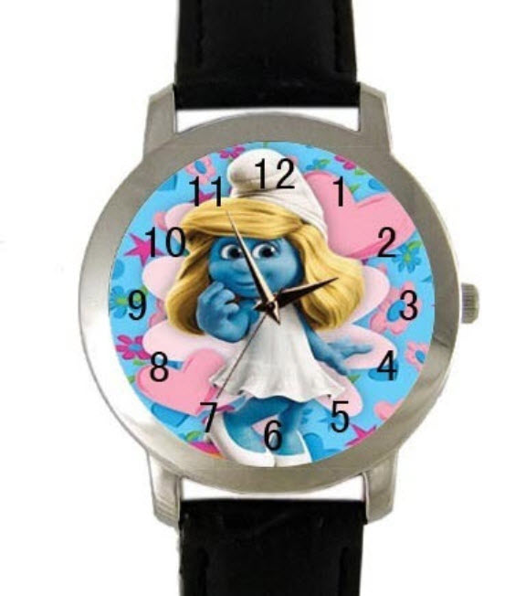 นาฬิกาข้อมือ smurfette สายหนังสีดำ