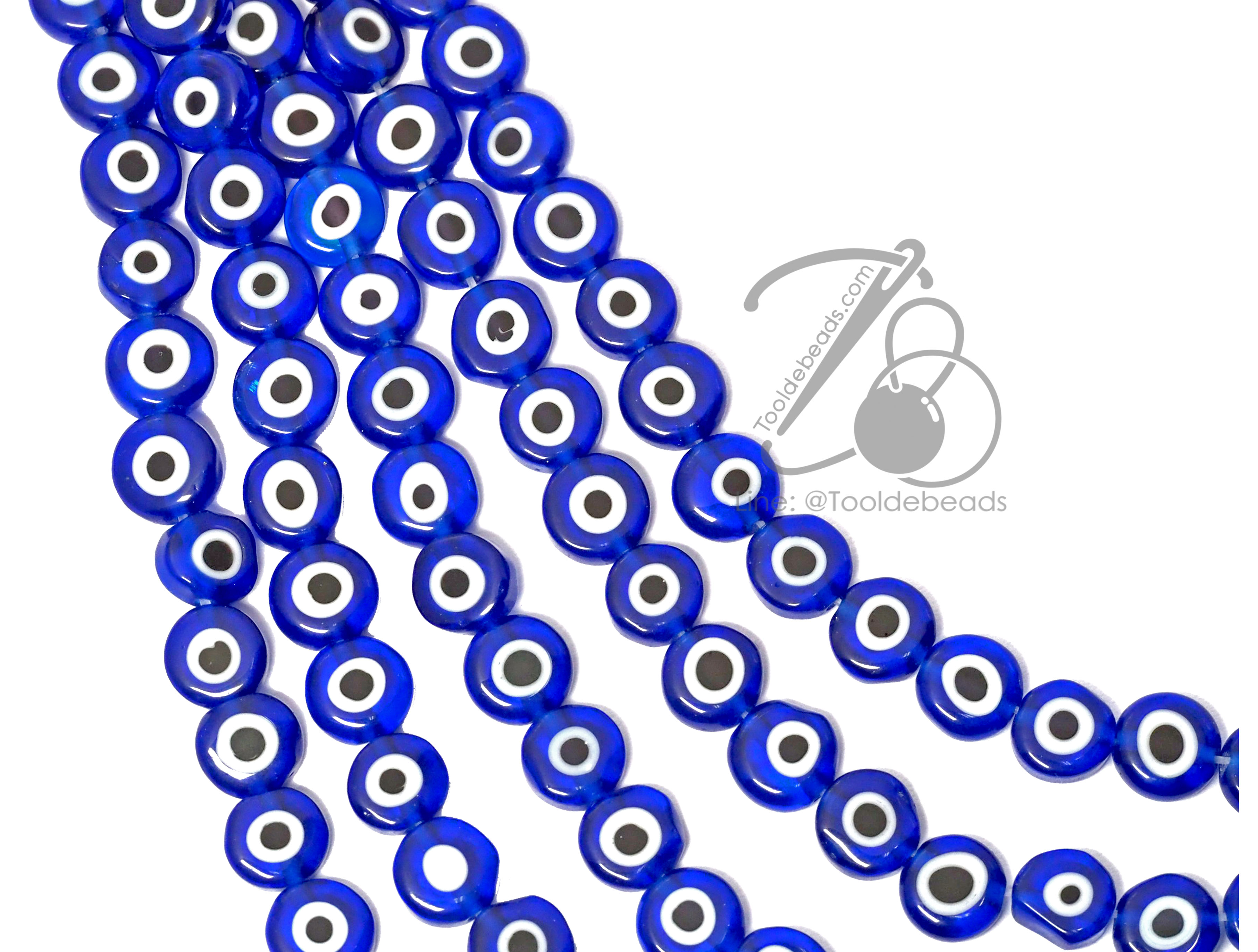 ลูกปัด evil eye 8มม. สีน้ำเงิน (45 เม็ด) SKU-13768