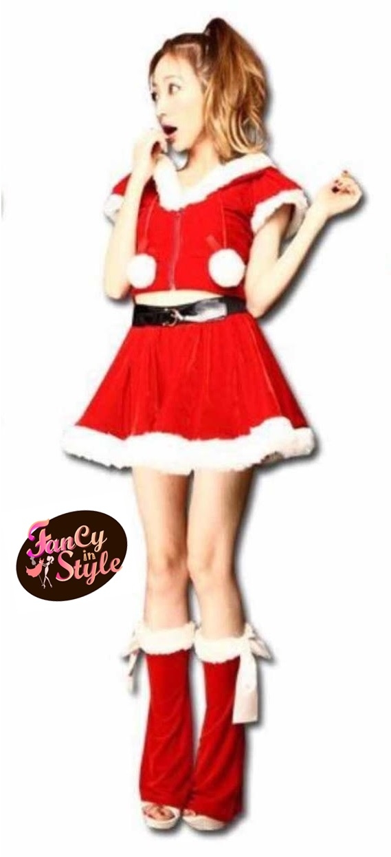 Miss Santa Costume/ชุดซานตี้เสื้อมีฮู๊ตกับกระโปรงยานสั้น