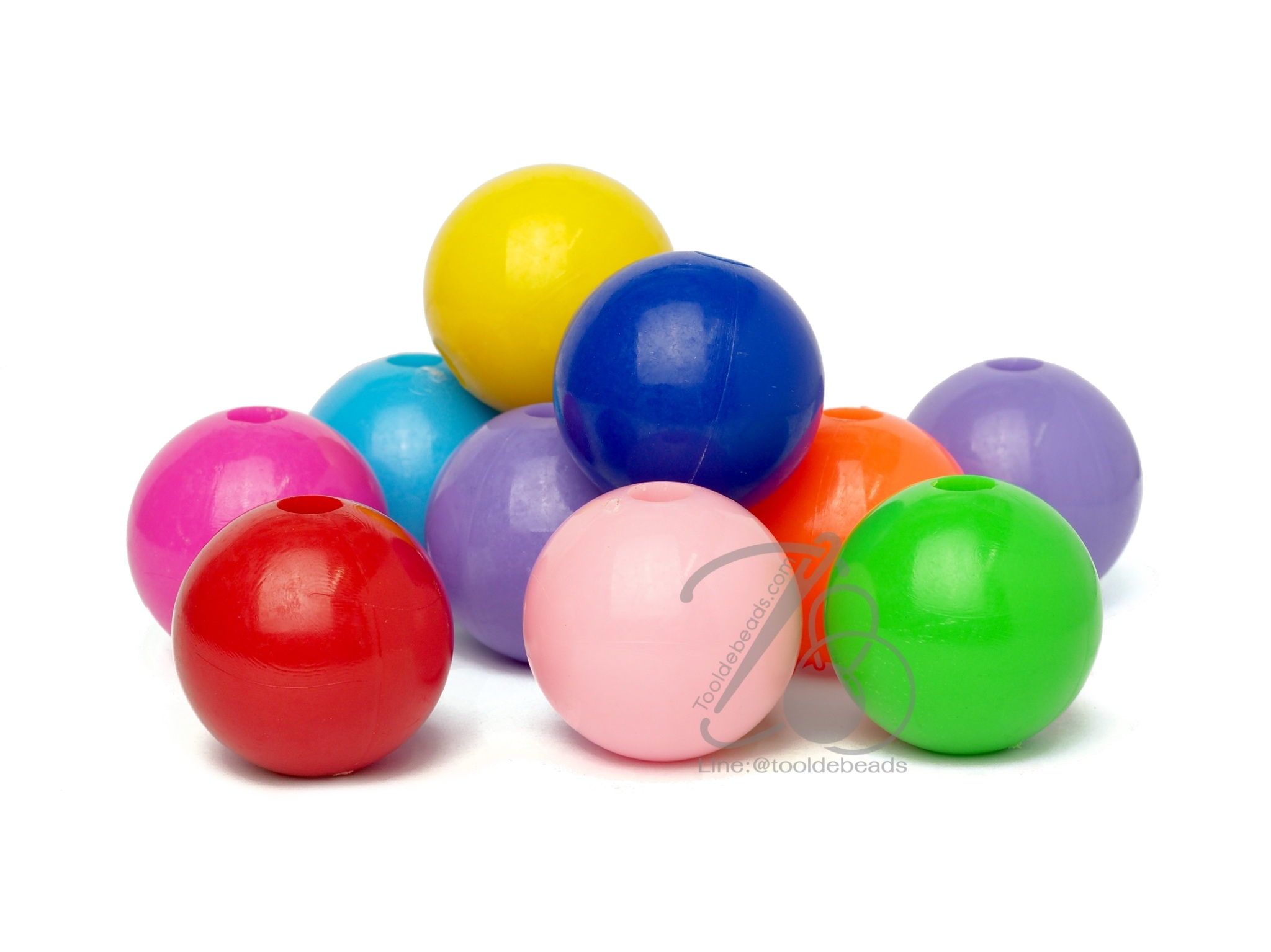 ลูกปัดลูกชิ้น 30มม. สีสด (50 ชิ้น) SKU-09153