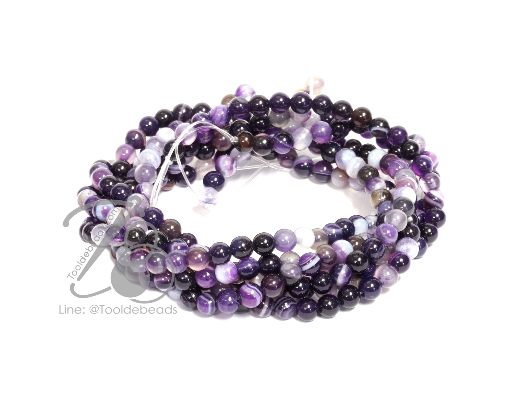 หิน Purple Agate 4มม. (90 เม็ด) SKU-09289