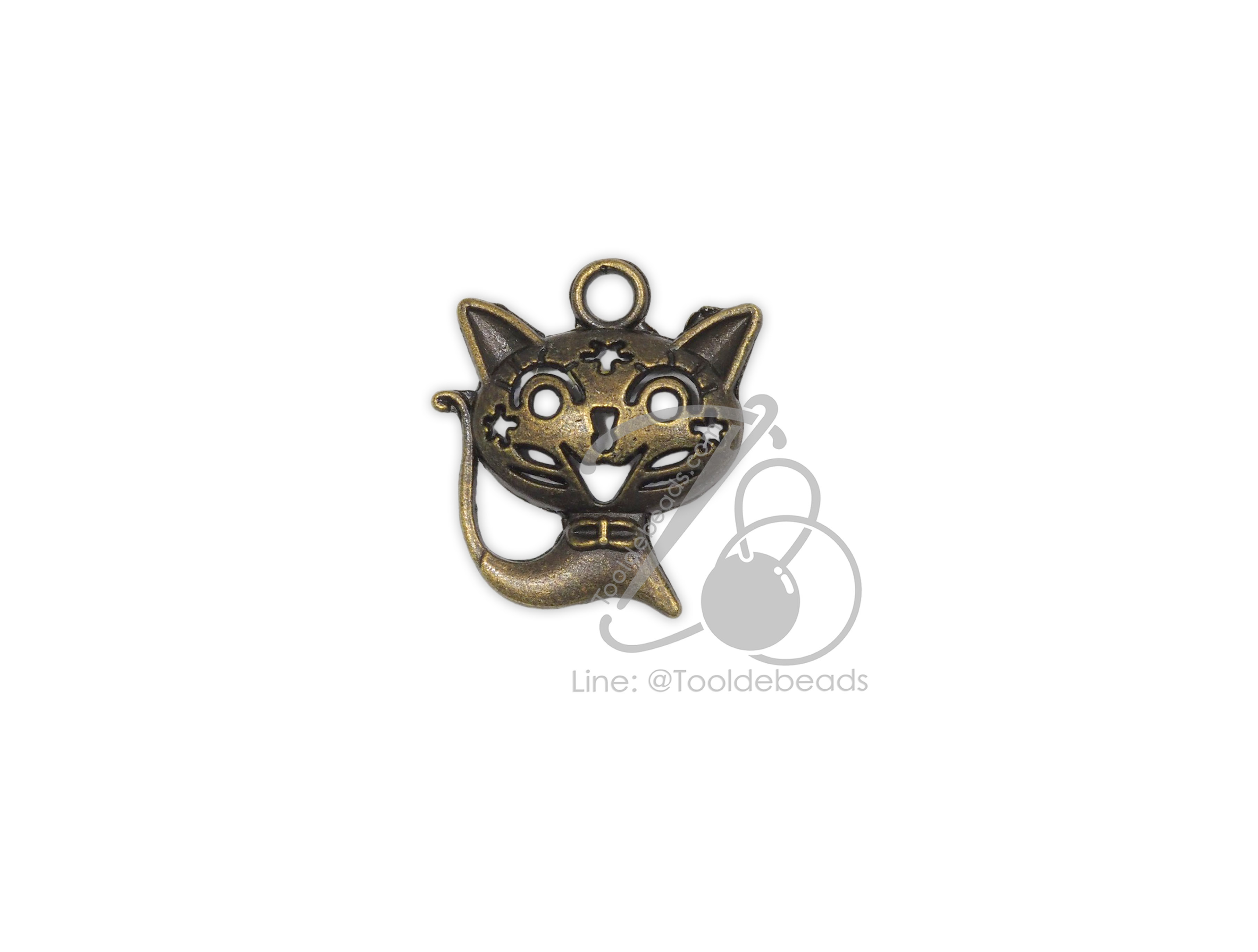 จี้เหล็ก 577 20*23มม. ลายแมว สีสนิม (1 ชิ้น) SKU-16663