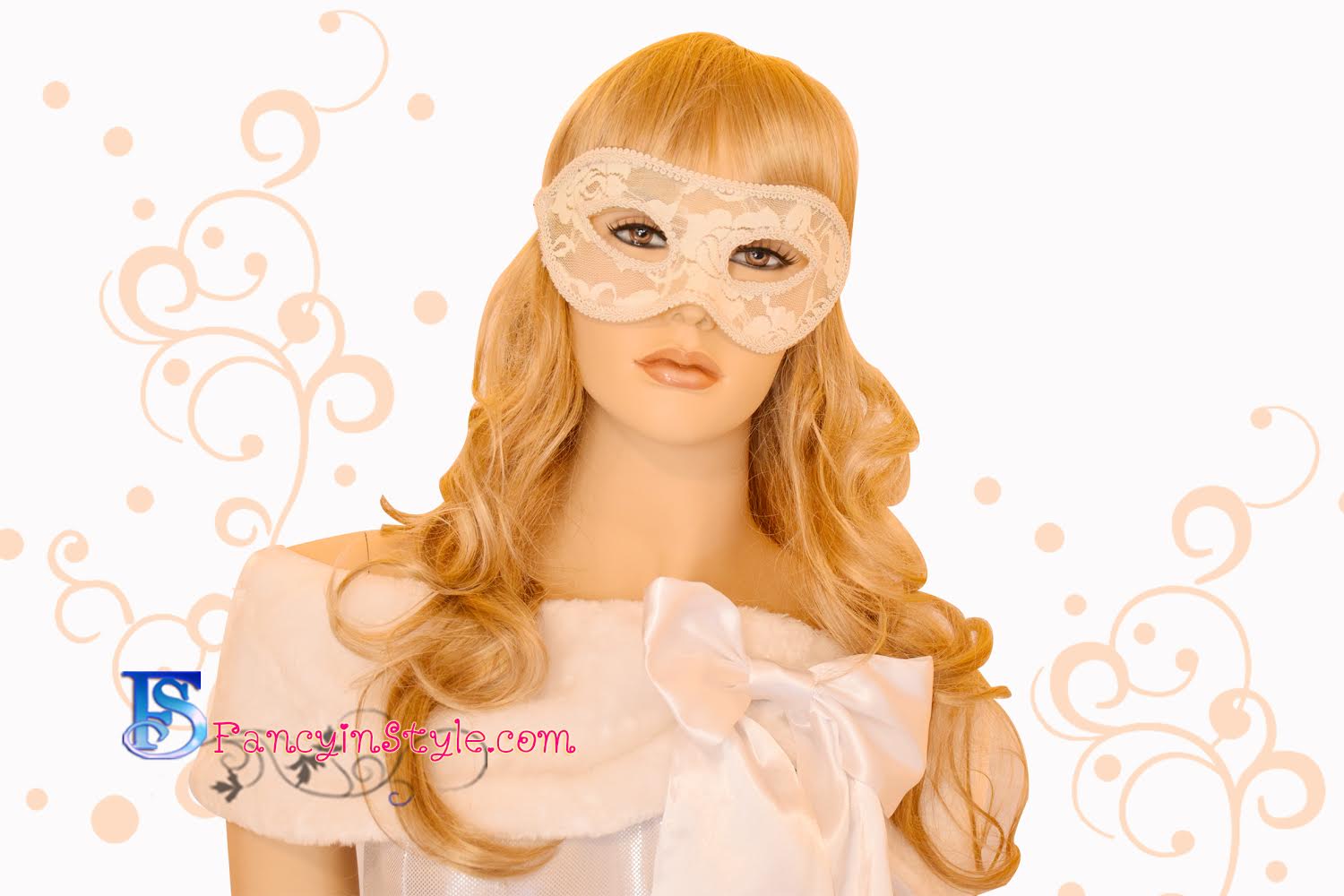 Fancy Mask หน้ากากแฟนซีลูกไม้สีขาว