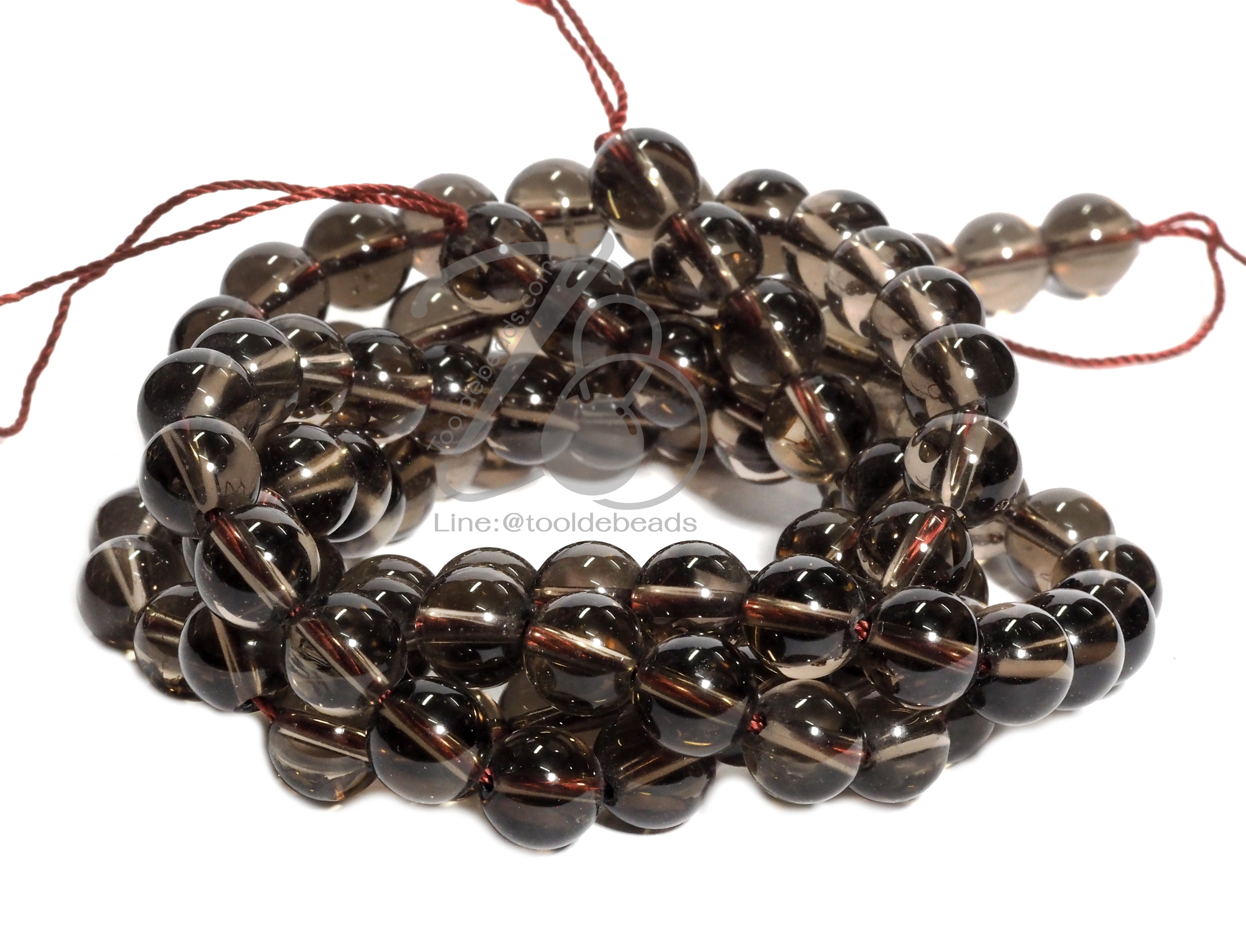 หิน Smokey Quartz เกรดA 8มม. (50 เม็ด) SKU-01289
