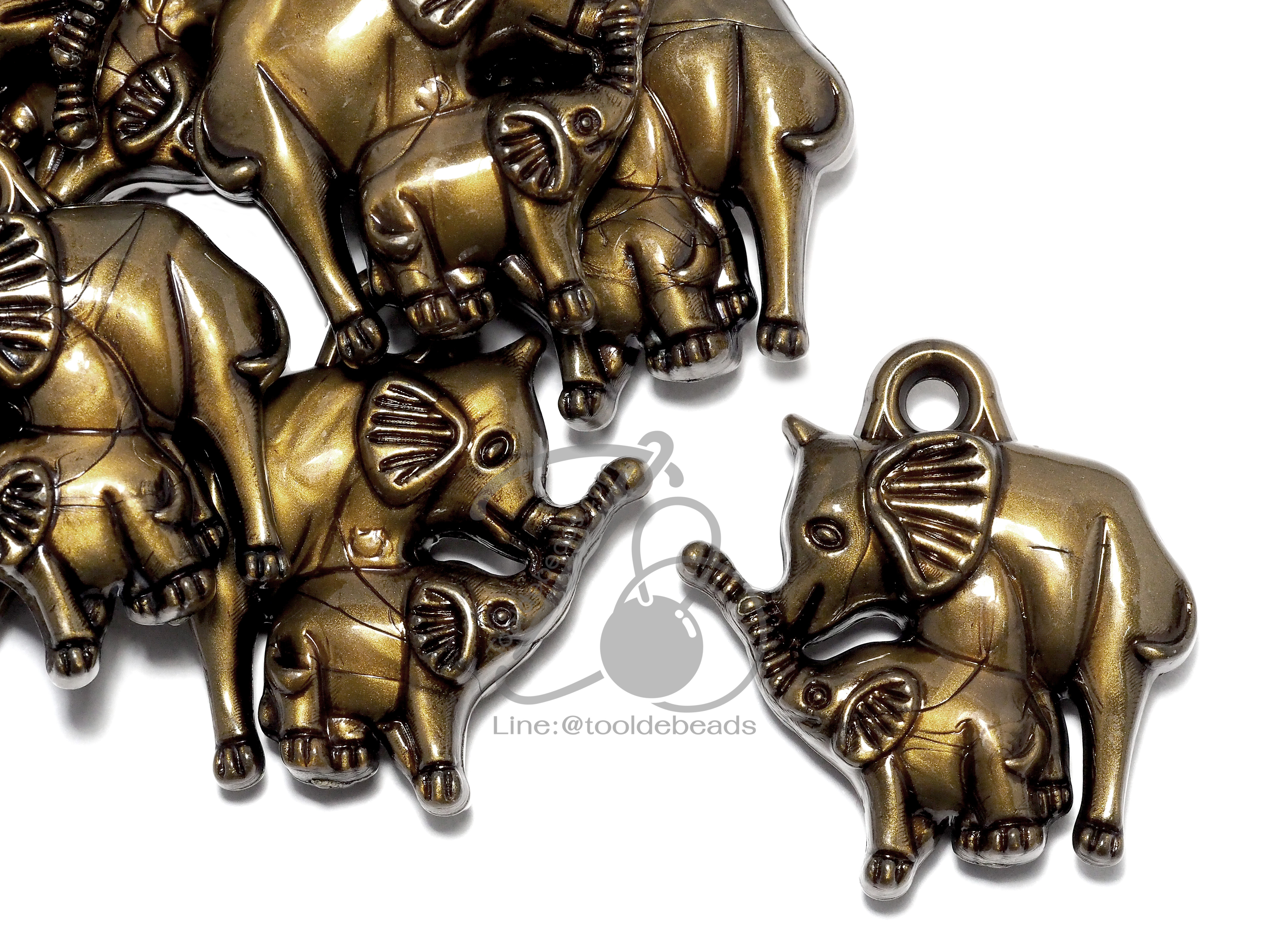 จี้อะคริลิค 34*32มม. ลายครอบครัวช้าง สีสนิม (100 กรัม) SKU-05879