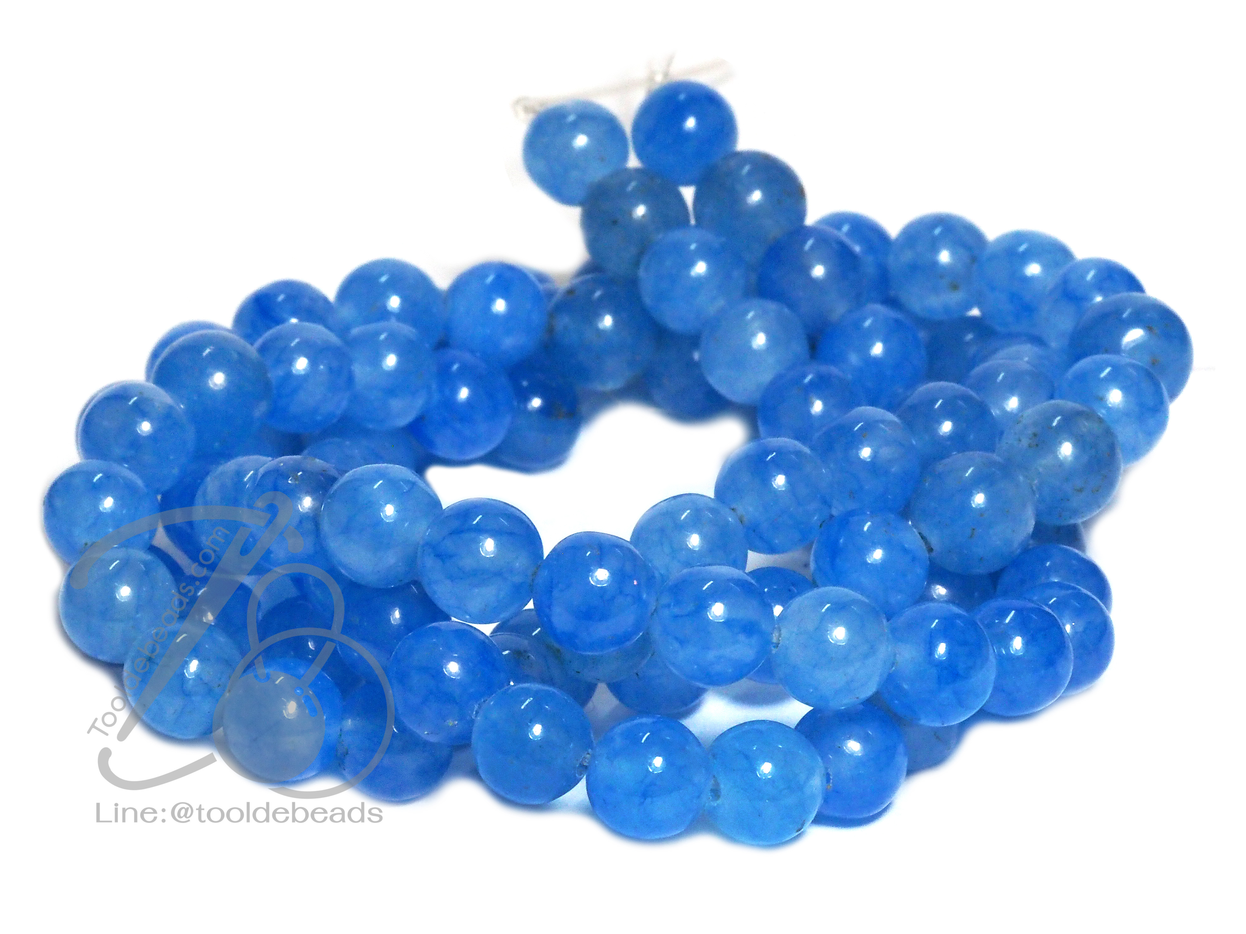 หิน blue Chalcedony 8มม. (47 เม็ด) SKU-00982
