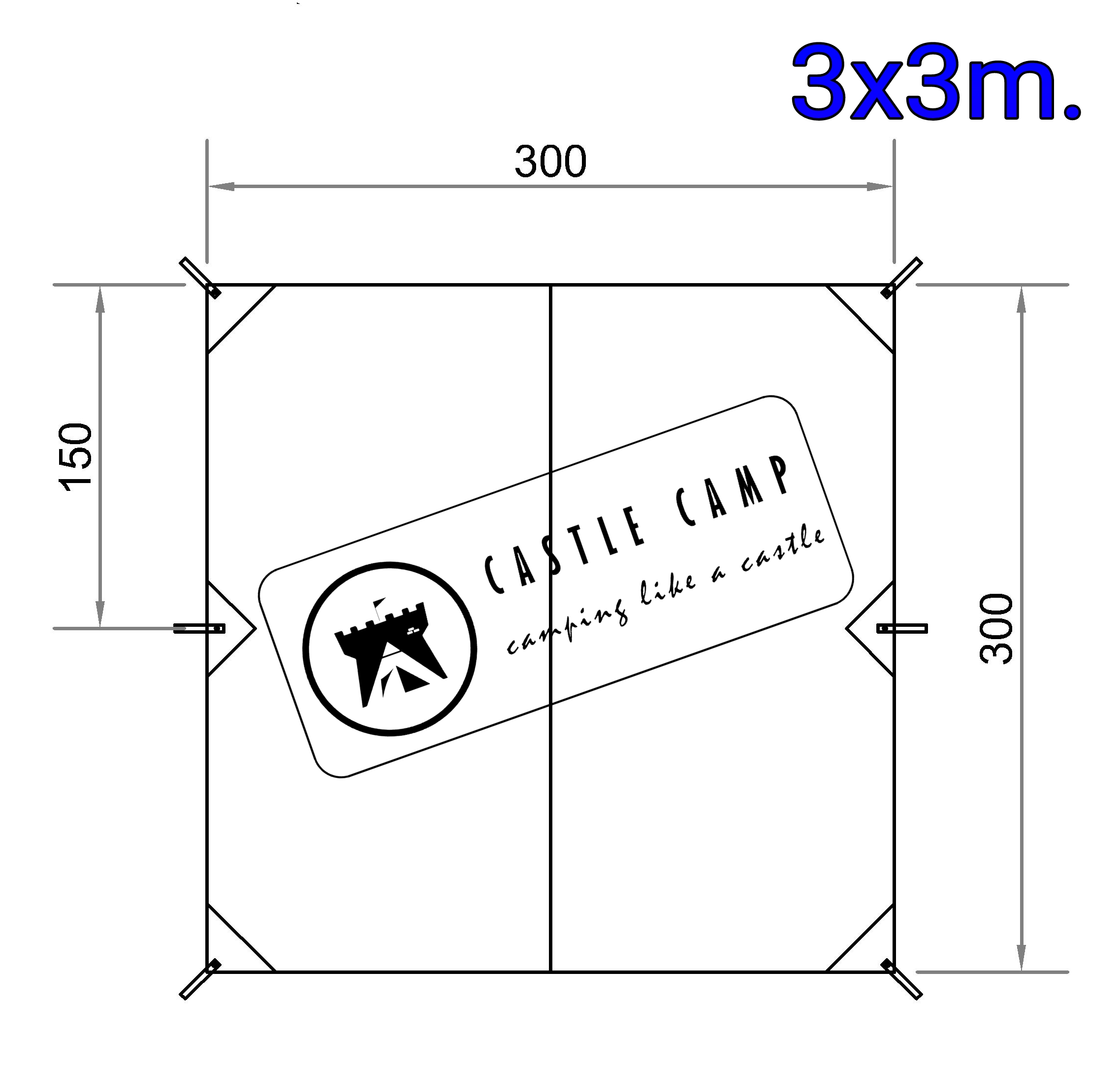 Castle Camp Tarp cotton canvas 3x3m.