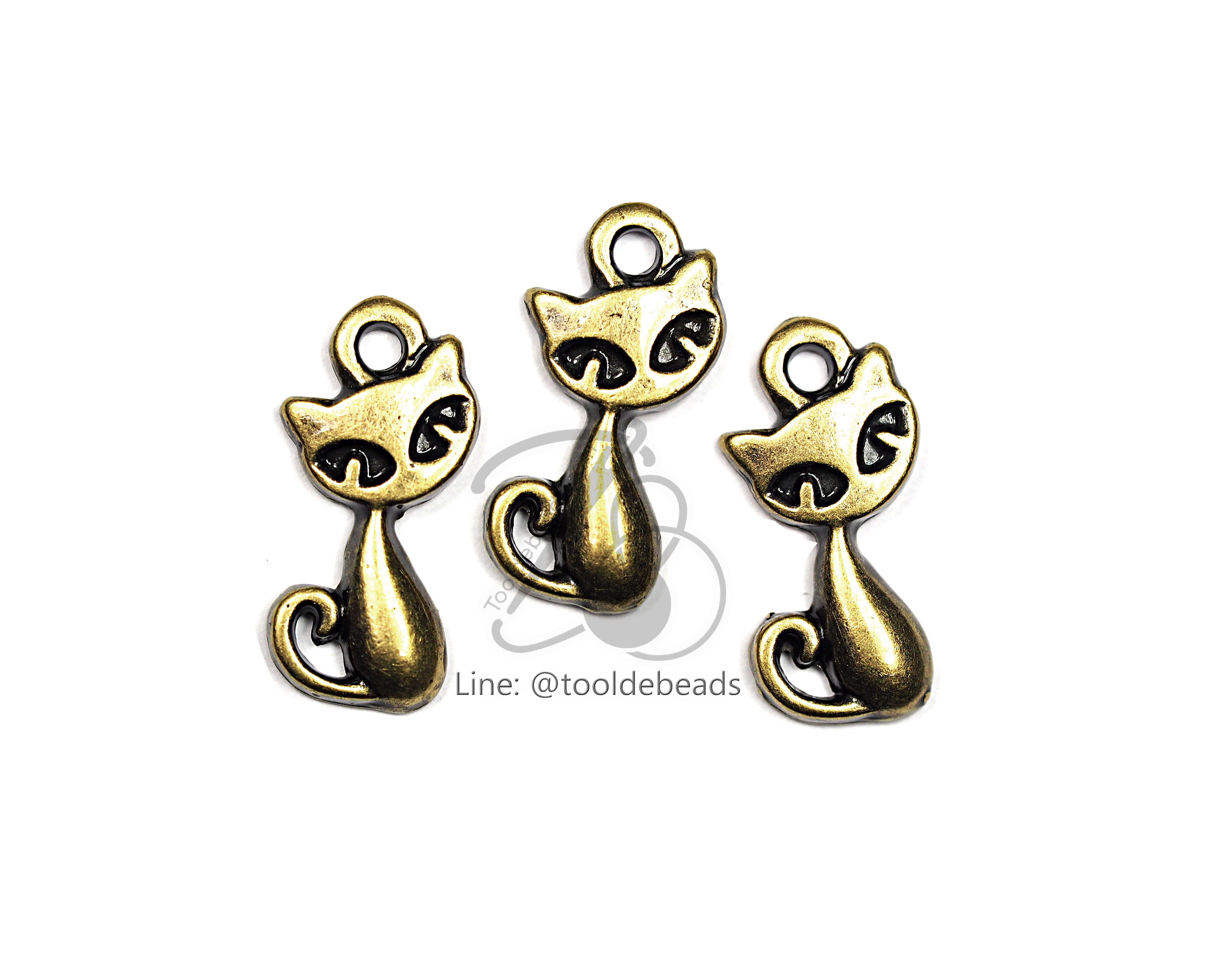 จี้เหล็ก 295 9*17มม. ลายแมว สีสนิม (1 ชิ้น) SKU-00762