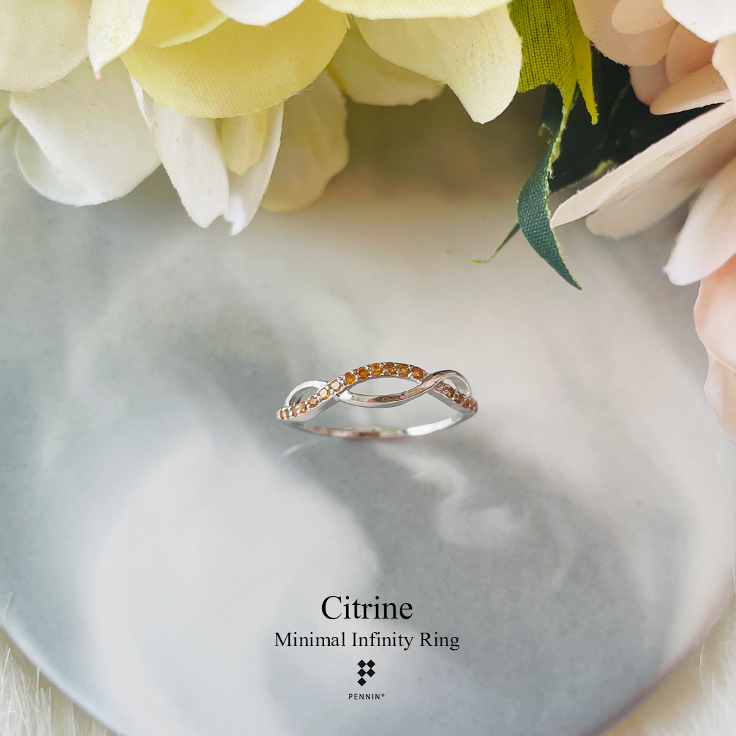 แหวน Minimal Infinity เกลียวไขว้ ซิทริน (Citrine) สดใส น่ารัก