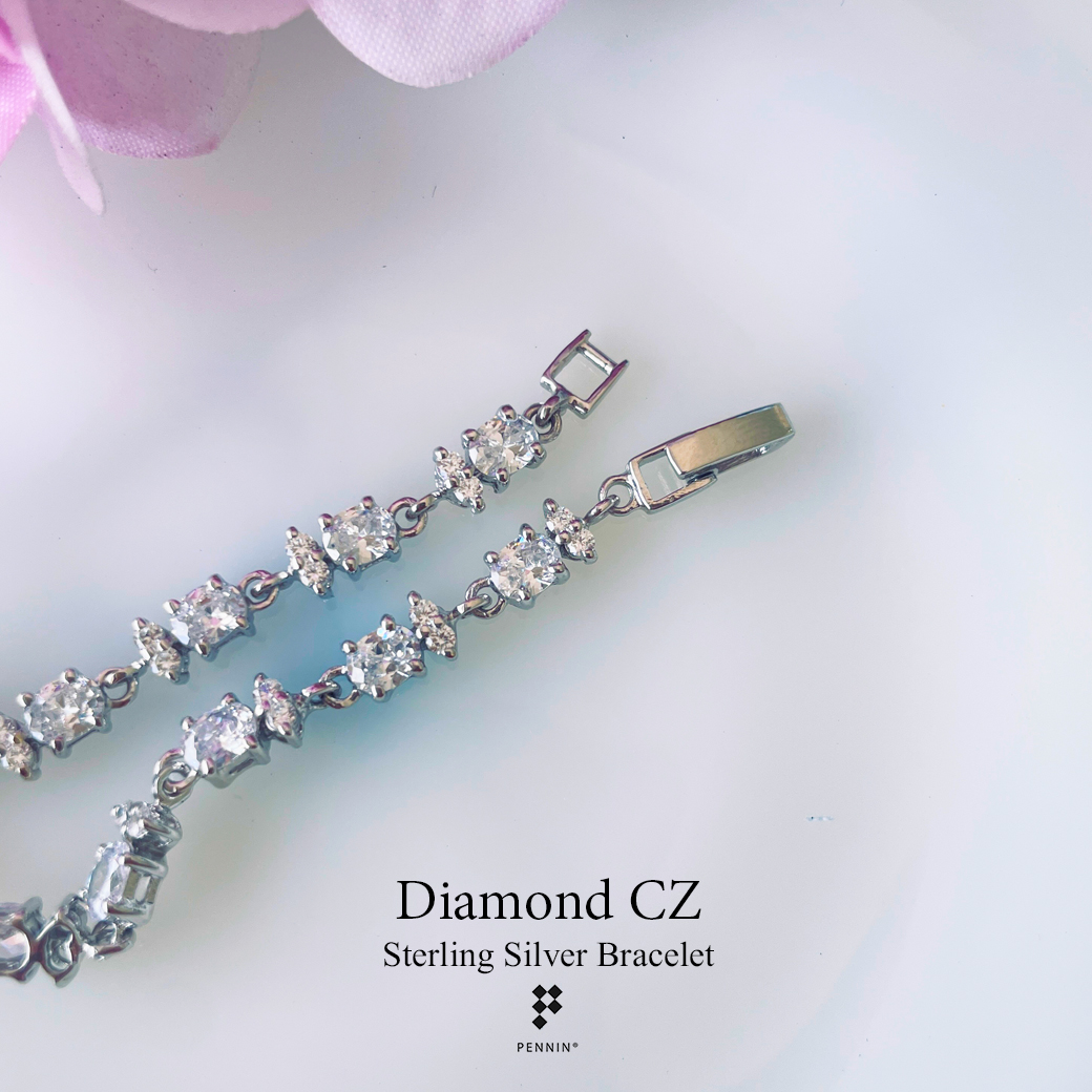 สร้อยข้อมือเพชรสวิส CZ เปล่งประกายดุจเพชรแท้ เนรมิตให้ทุกวันดุจเจ้าหญิง เงินแท้ชุบทองคำขาว ความยาว 16 cm