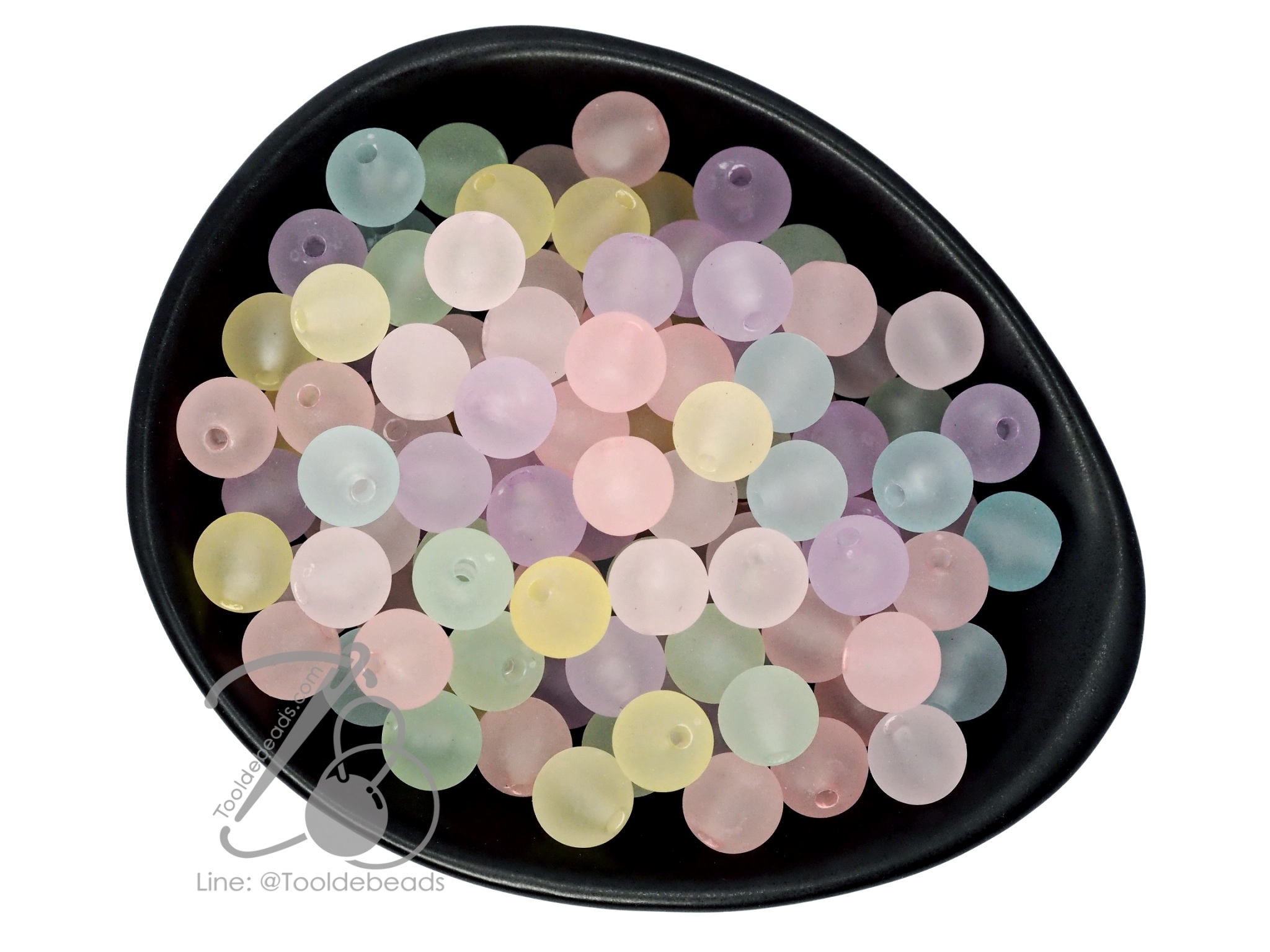 ลูกปัดเนื้อทราย 10มม. ทรงกลม สีพาสเทล (10 กรัม) SKU-11927