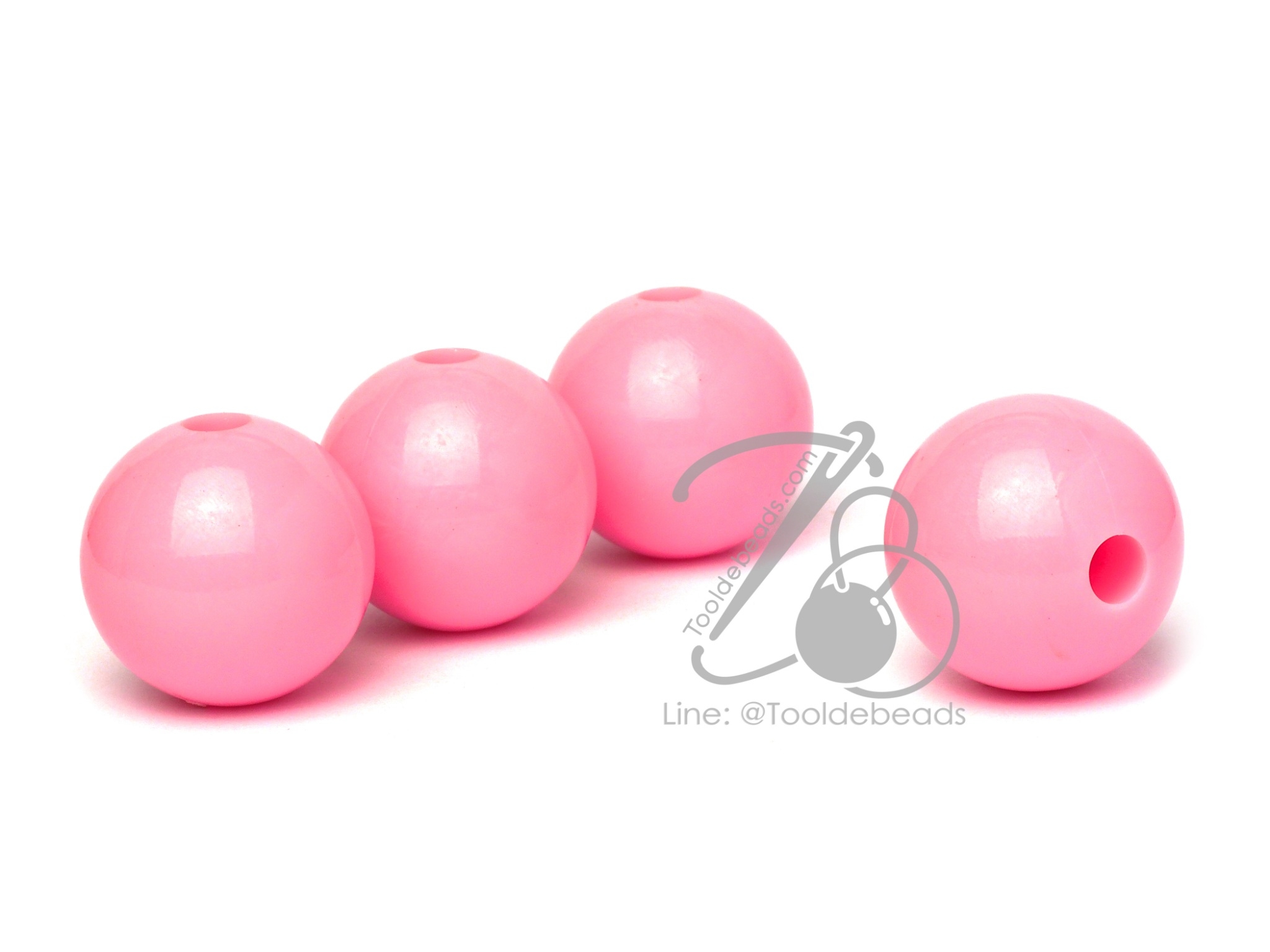 ลูกปัดลูกชิ้น 25มม. สีสด (50 ชิ้น) SKU-09186