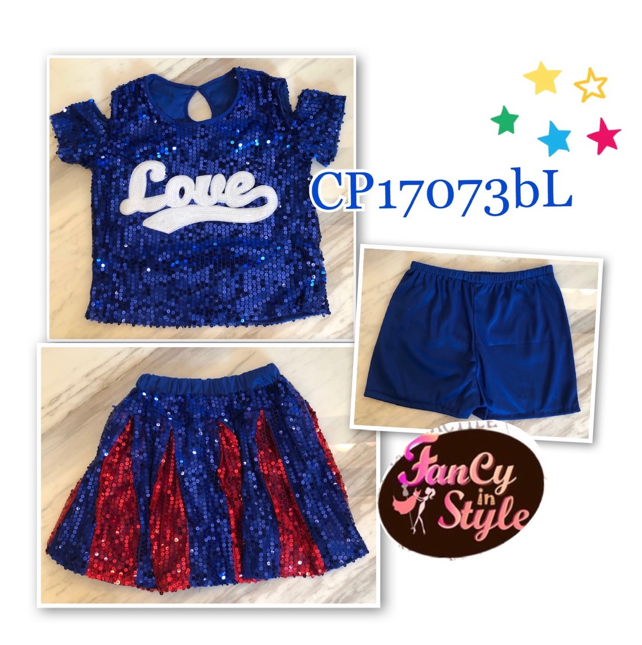 Uniform costume/Cheerleader Costume/ชุดเชียร์ลีดเดอร์/ชุดเชียร์กีฬาสีน้ำเงิน/ชุดเชียร์ลีดเดอร์