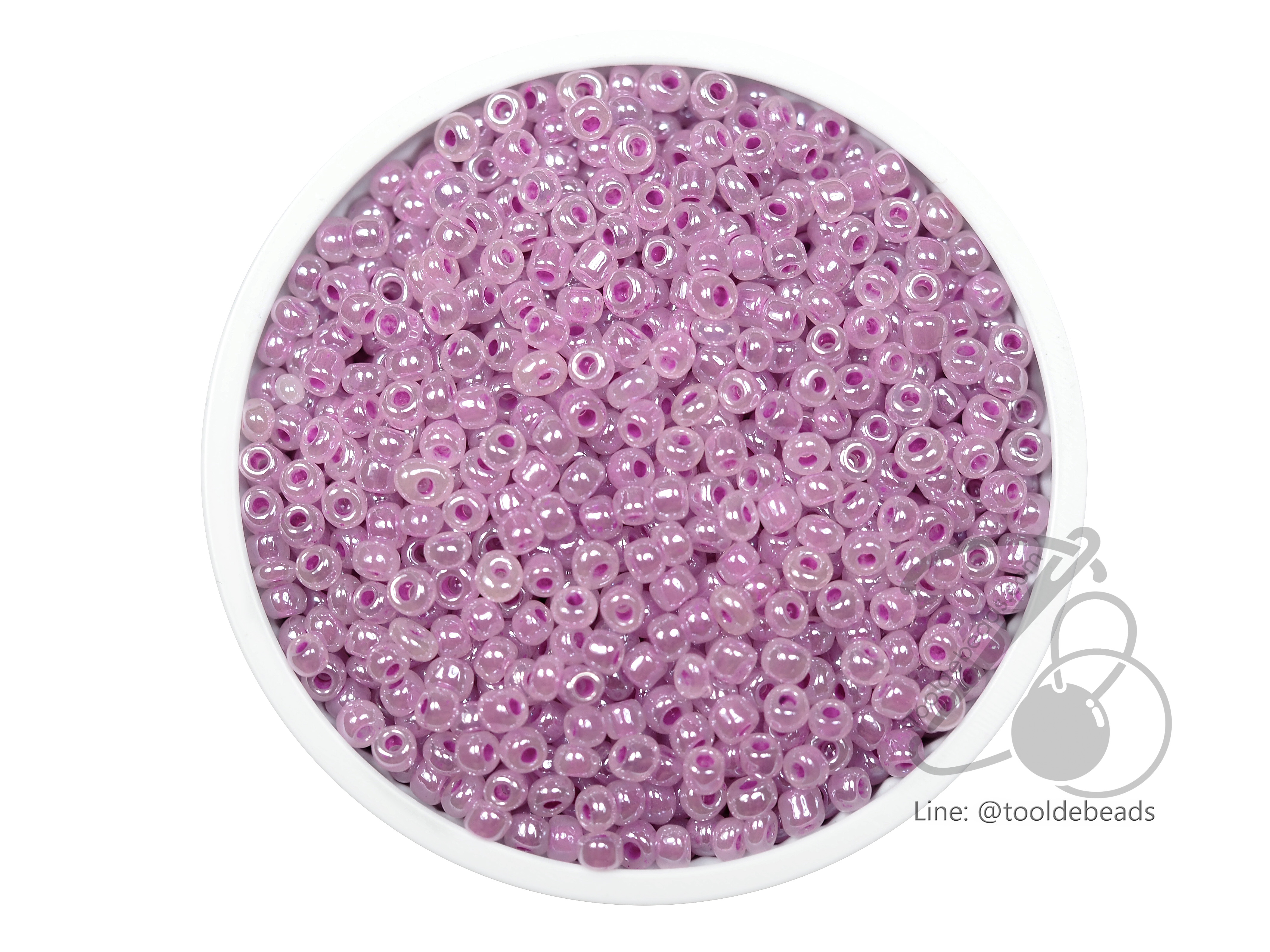 ลูกปัดเม็ดทราย 8/0 โทนมุก สีม่วง (100 กรัม) SKU-03978