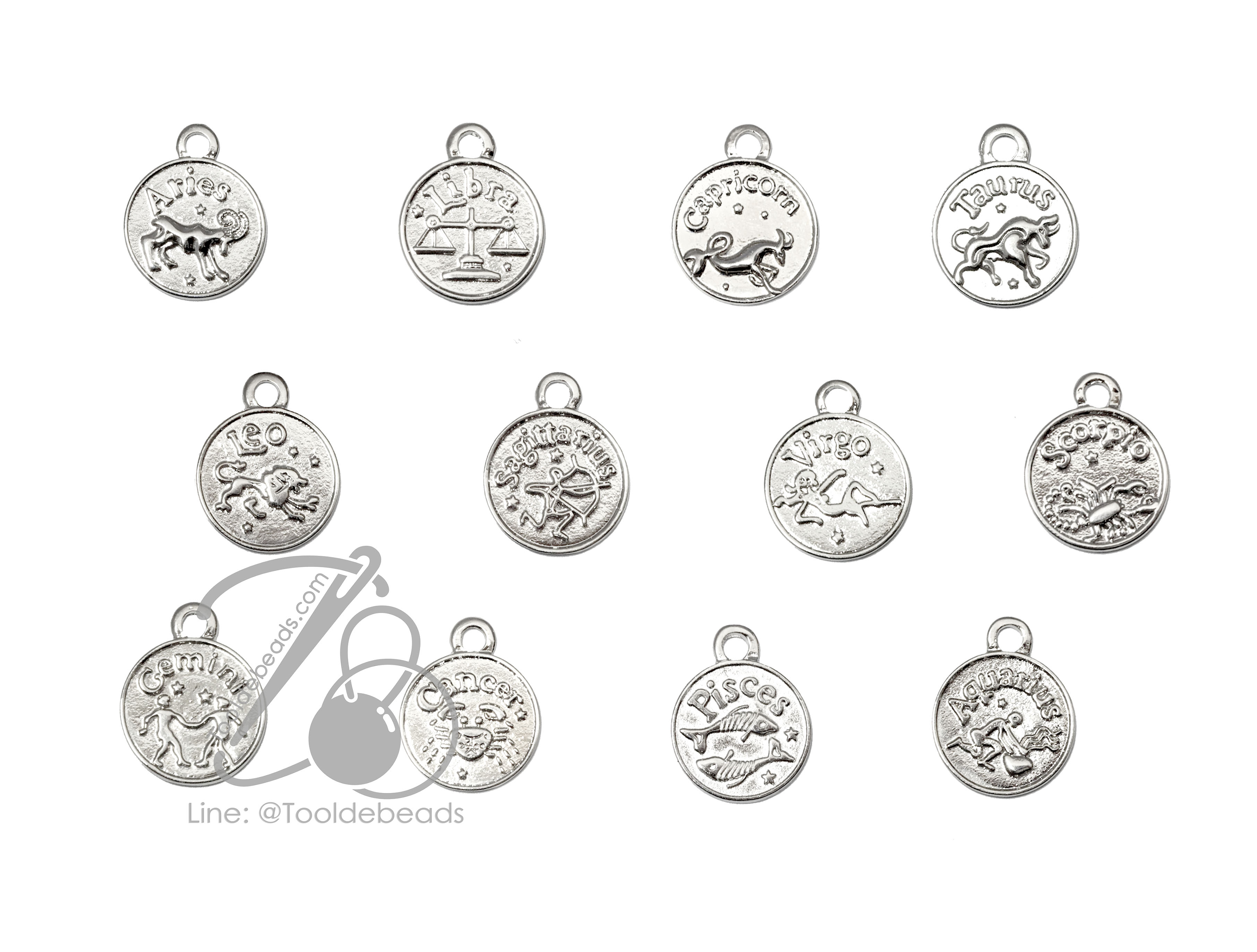 จี้เหล็ก 18มม. ราศี สีเงิน เกรดดี (1 ชิ้น) SKU-14822