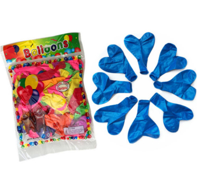 ลูกโป่งยางรูปหัวใจ ขนาด 10 นิ้ว สีน้ำเงิน / 10 ใบ