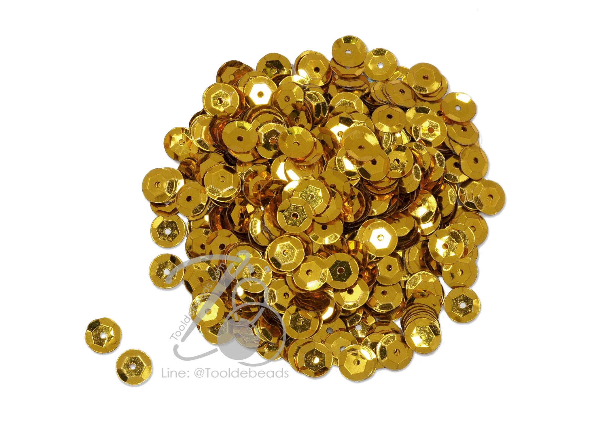 เลื่อมจาน สังกะสี 8มม. สีทอง (500 กรัม) SKU-10075