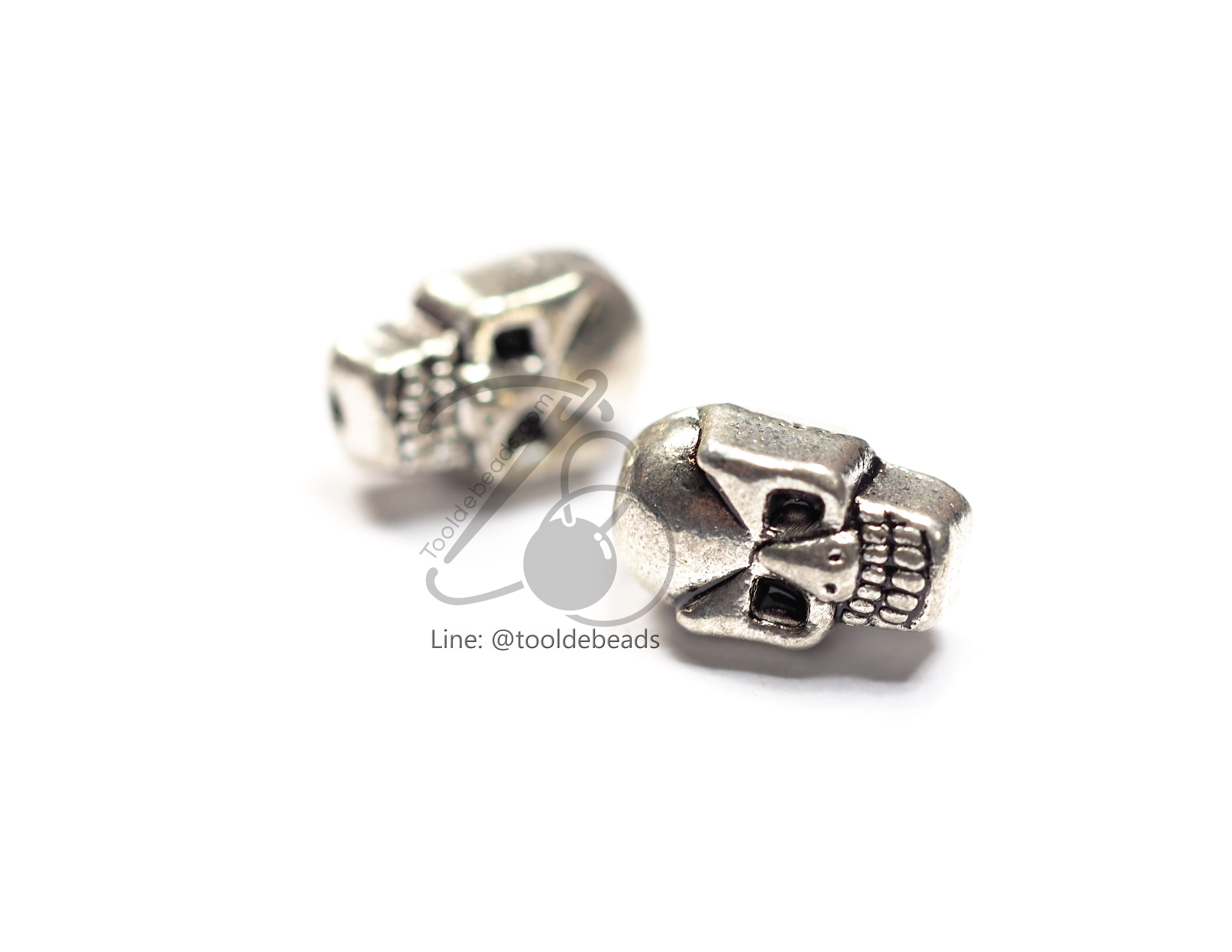 ลูกปัดโรเดียม 43 5*10มม. ลายกะโหลก (1 ชิ้น) SKU-03466