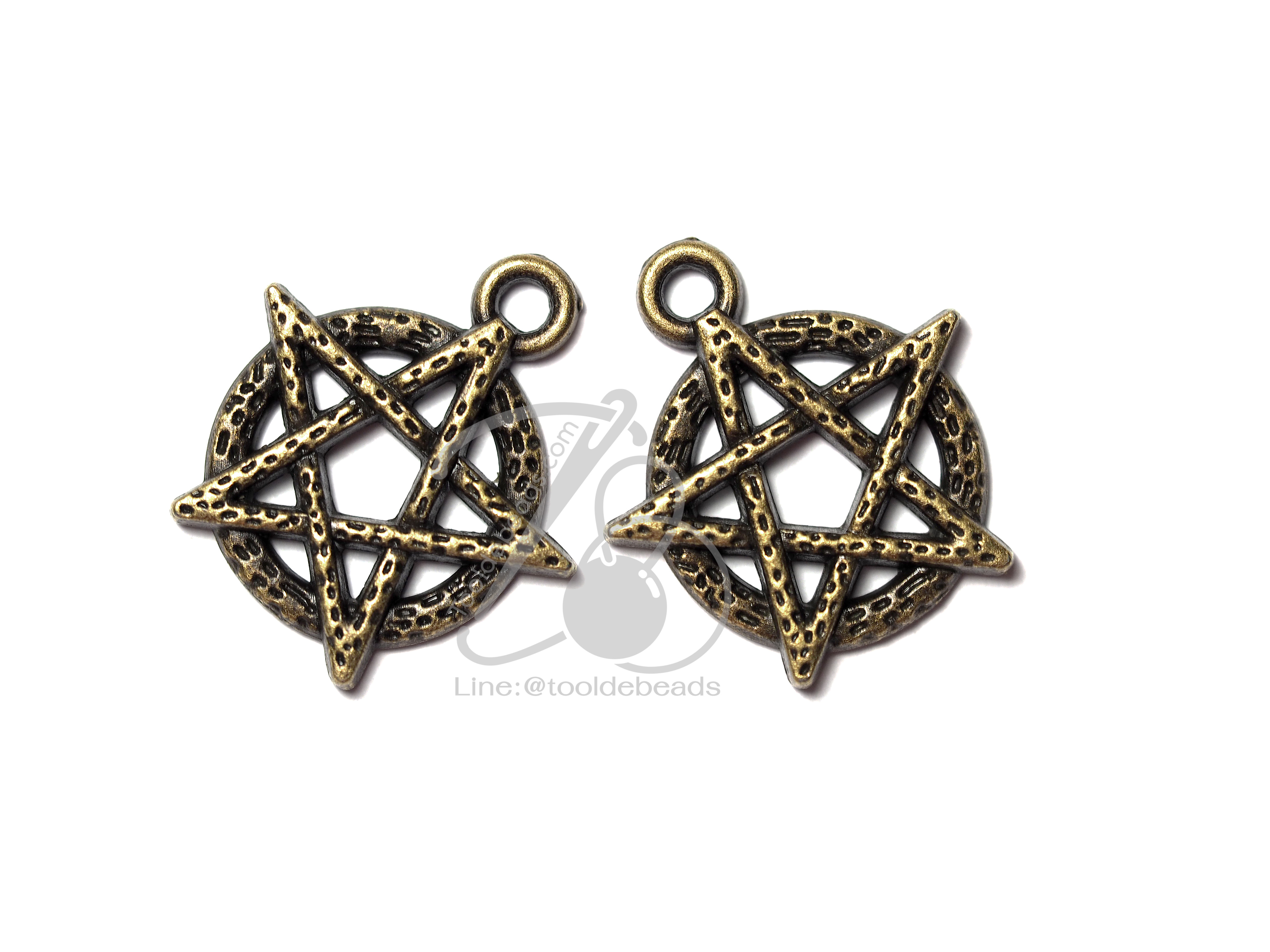 จี้เหล็ก 367 18มม. ลายดาวล้อมวง สีสนิม (1 ชิ้น) SKU-00856