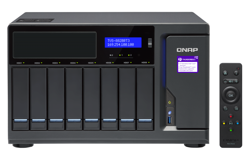 TVS-882BRT3-ODD-i7-32G All-in-one Thunderbolt 3 Blu-ray NAS for disc backup, video playback, and file sharing