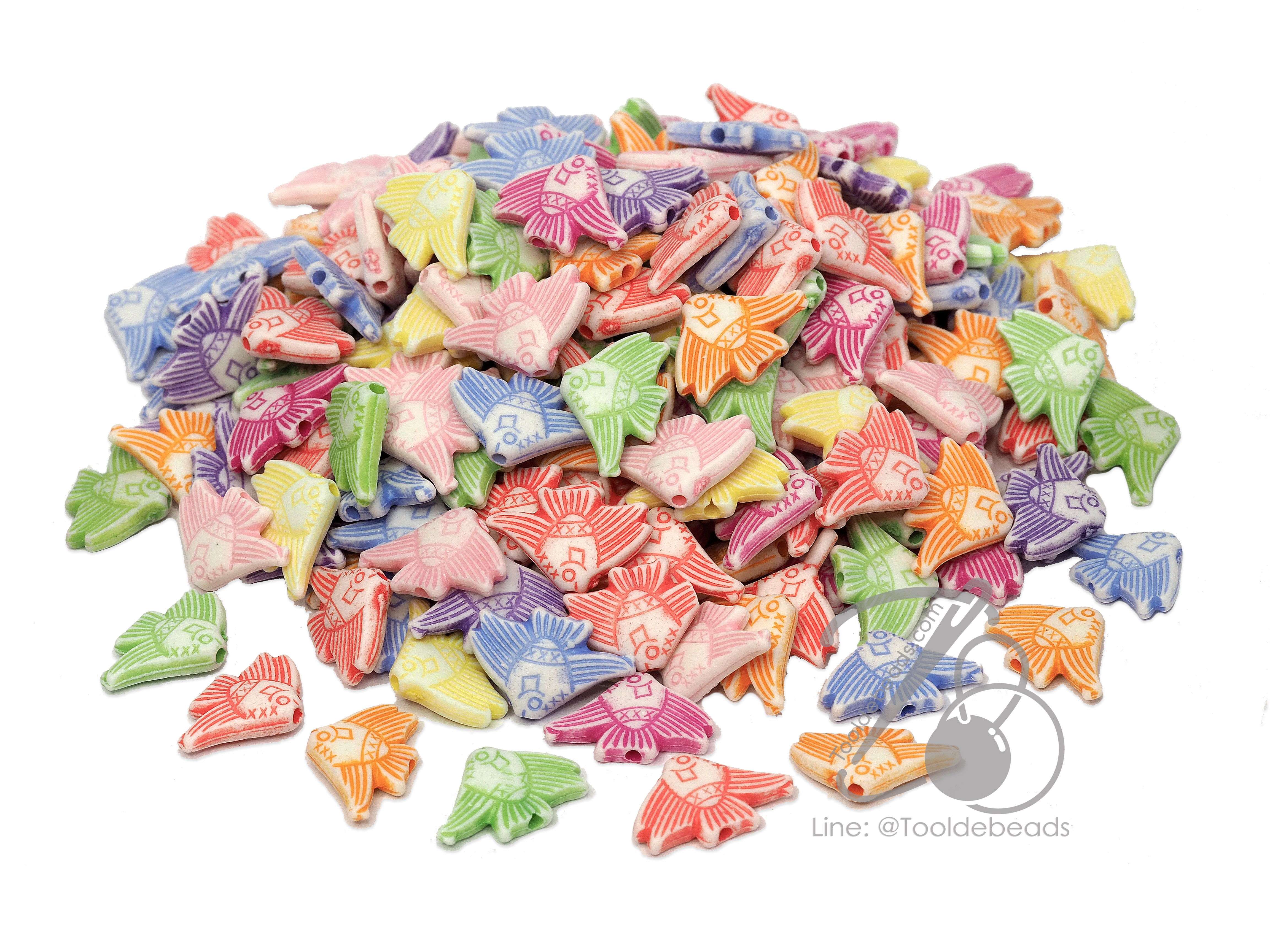 ลูกปัดแฟนซี 10*16มม. ลายปลา (100 กรัม) SKU-03147