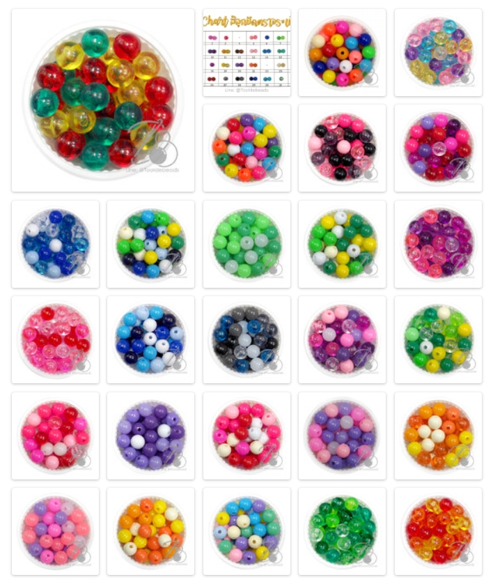 ลูกปัดกิโล ตราเสือ 10มม. สีผสม (15กรัม) SKU-14974