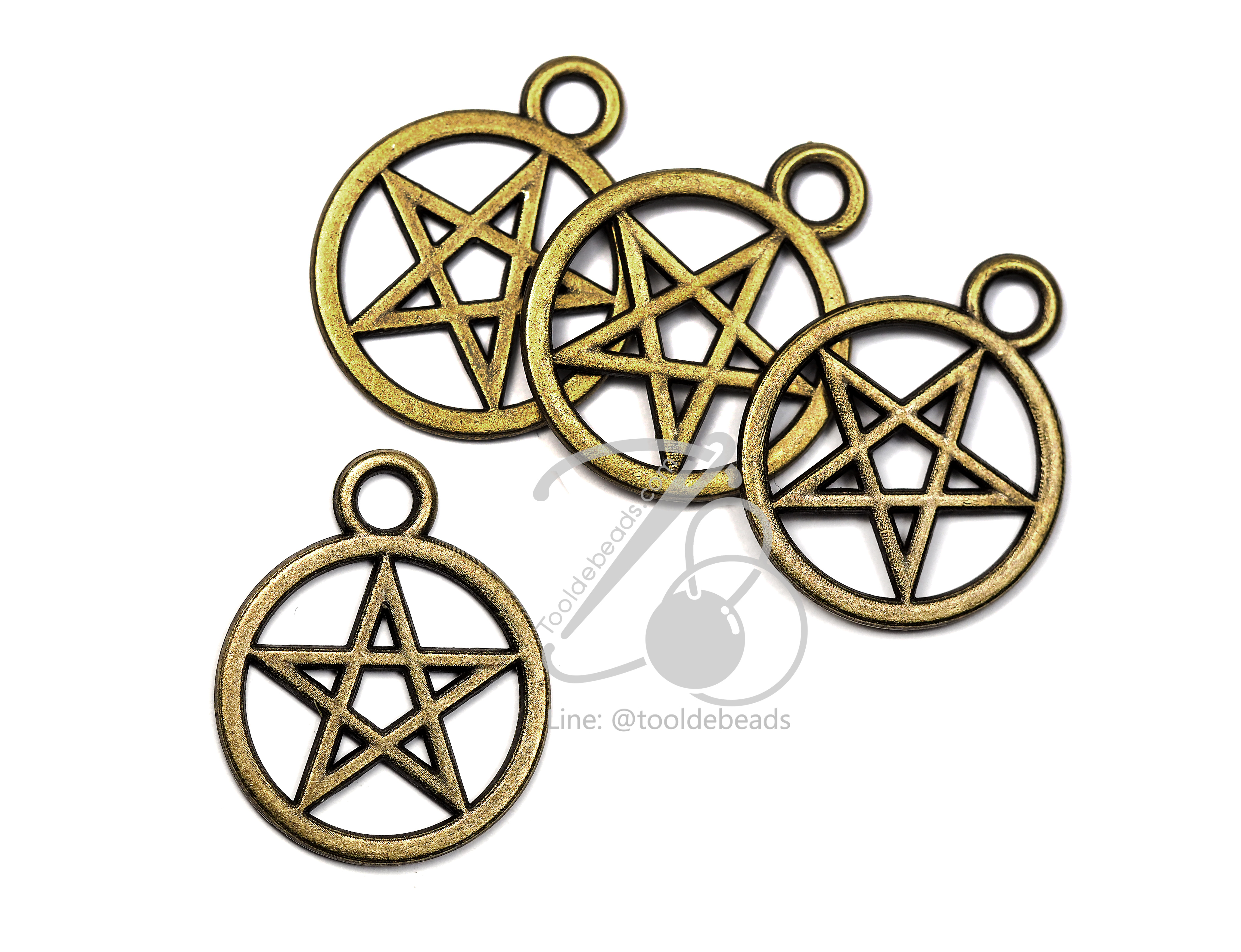 จี้เหล็ก 93 22มม. ลายดาว สีสนิม (1 ชิ้น) SKU-00940