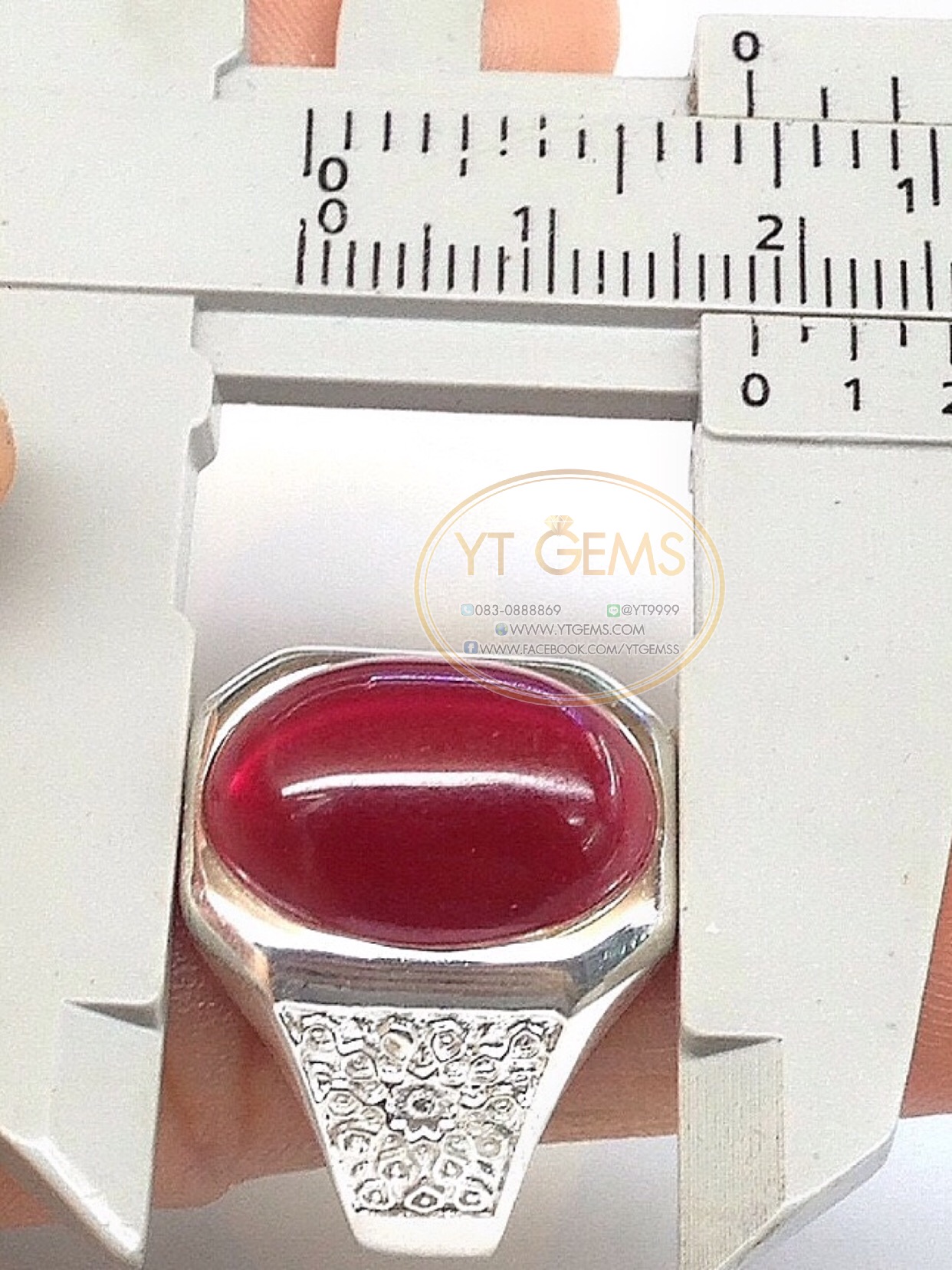 แหวนทับทิม แหวนเงินแท้92.5% พลอยทับทิมชาตั้ม YTG-4577 YTGEMS